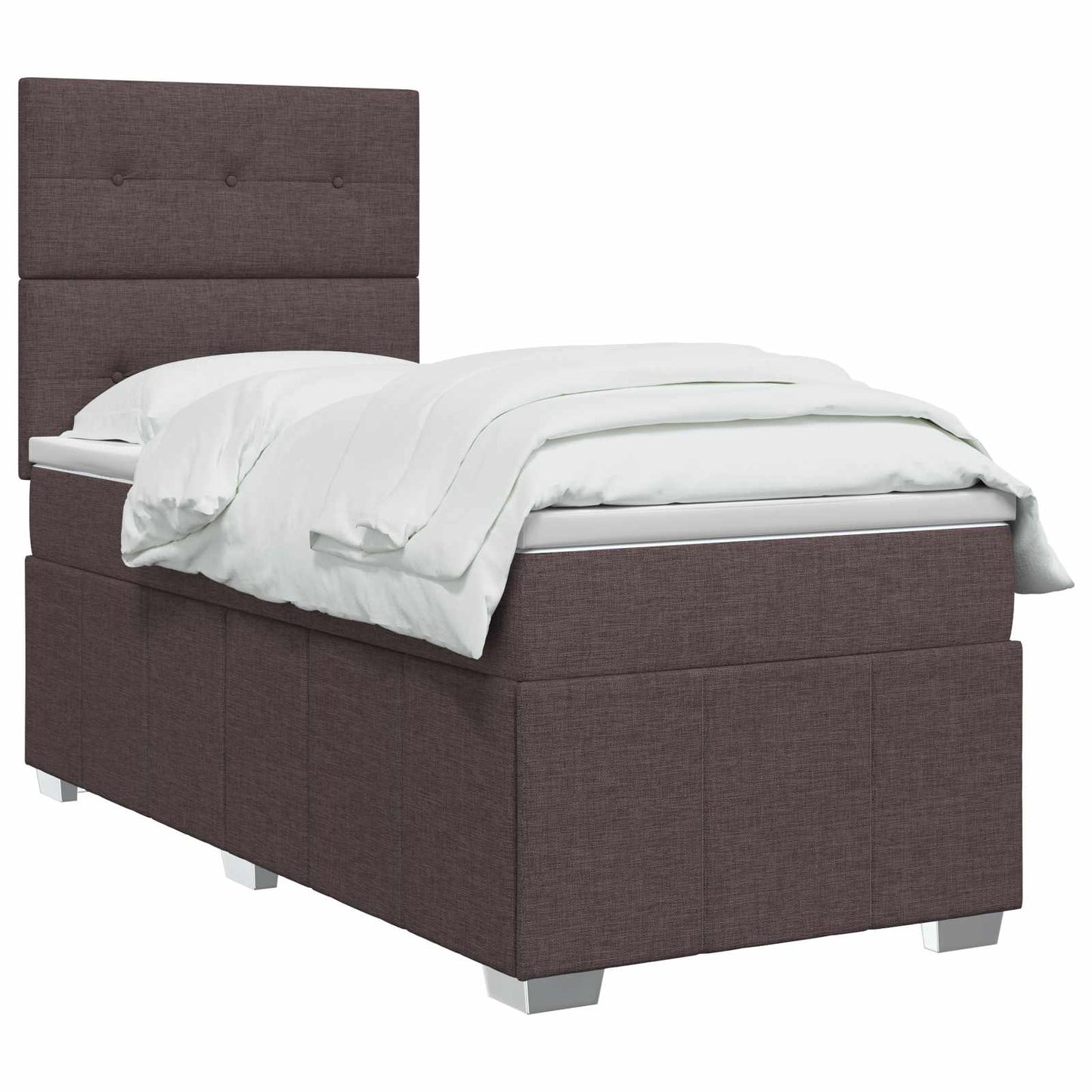 vidaXL Κρεβάτι box spring με στρώμα Σκούρο Καφέ 90 x 200 cm Ύφασμα