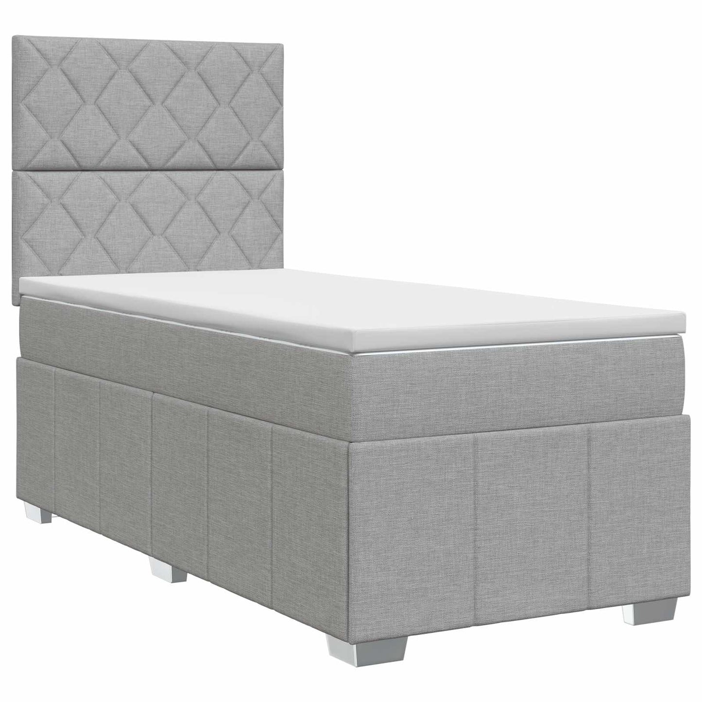vidaXL Κρεβάτι box spring με στρώμα Ανοιχτό γκρι 90 x 200 cm Ύφασμα