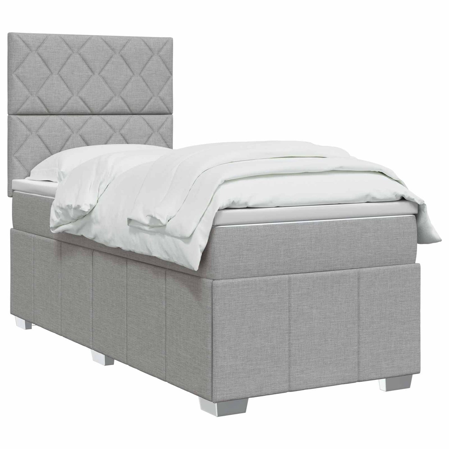 vidaXL Κρεβάτι box spring με στρώμα Ανοιχτό γκρι 90 x 200 cm Ύφασμα