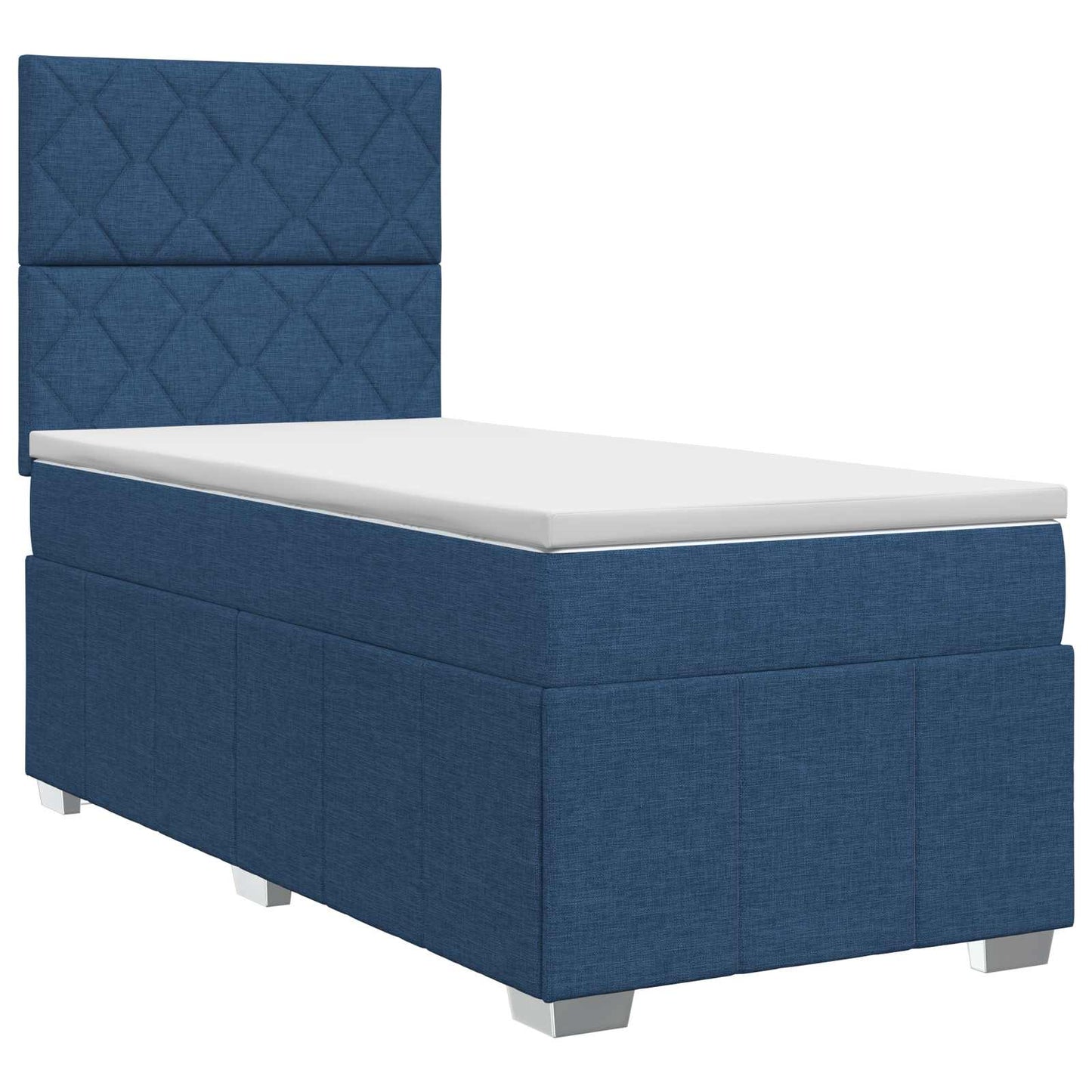 vidaXL Κρεβάτι box spring με στρώμα Μπλε 90 x 200 cm Ύφασμα