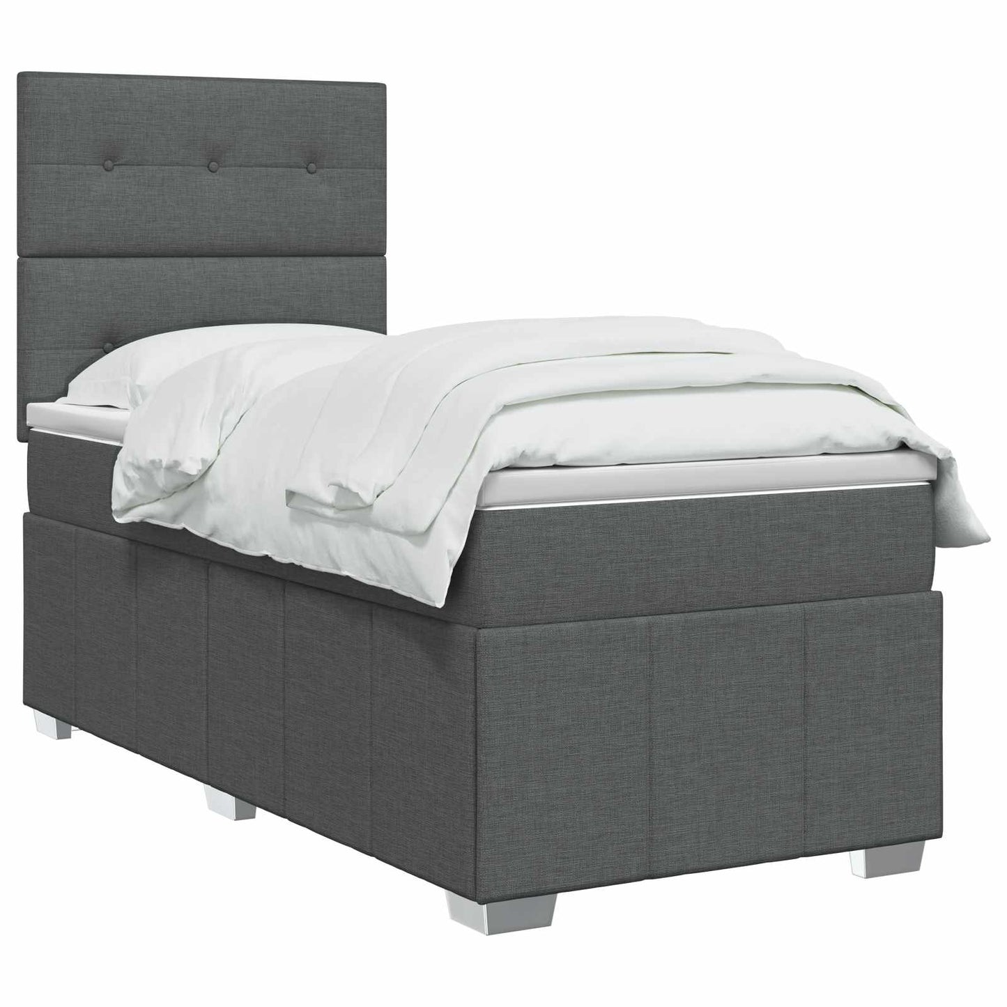 vidaXL Κρεβάτι box spring με στρώμα Σκούρο Γκρι 100 x 200 cm Ύφασμα