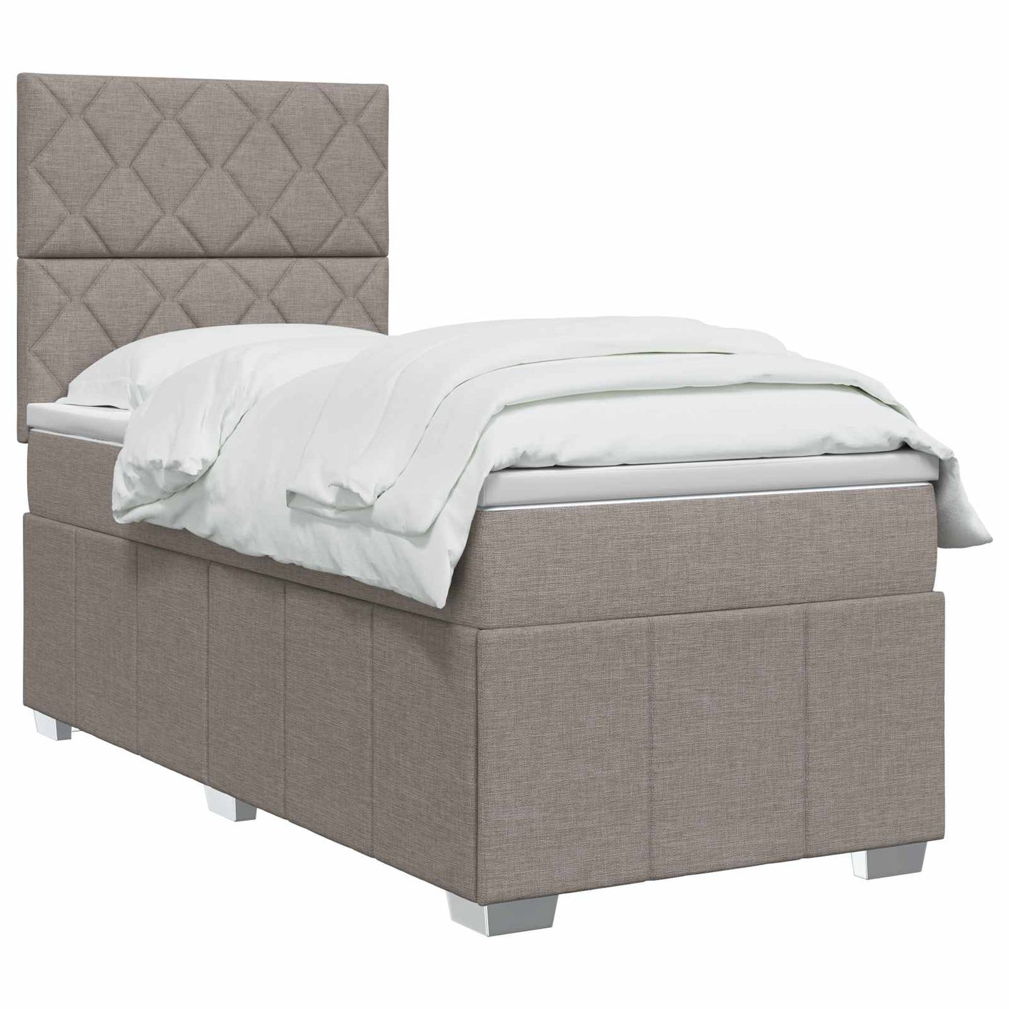 vidaXL Κρεβάτι box spring με στρώμα Taupe 100 x 200 cm Ύφασμα
