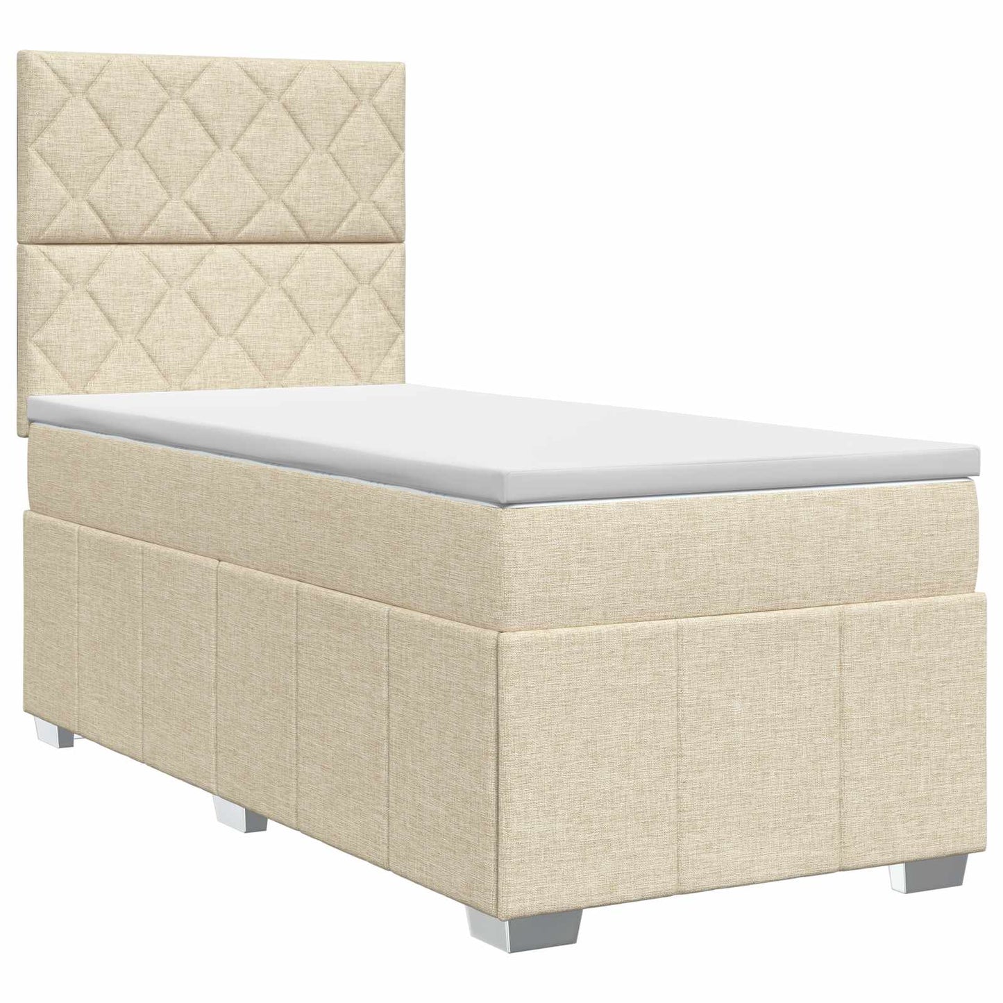 vidaXL Κρεβάτι box spring με στρώμα Κρεμ 100 x 200 cm Ύφασμα