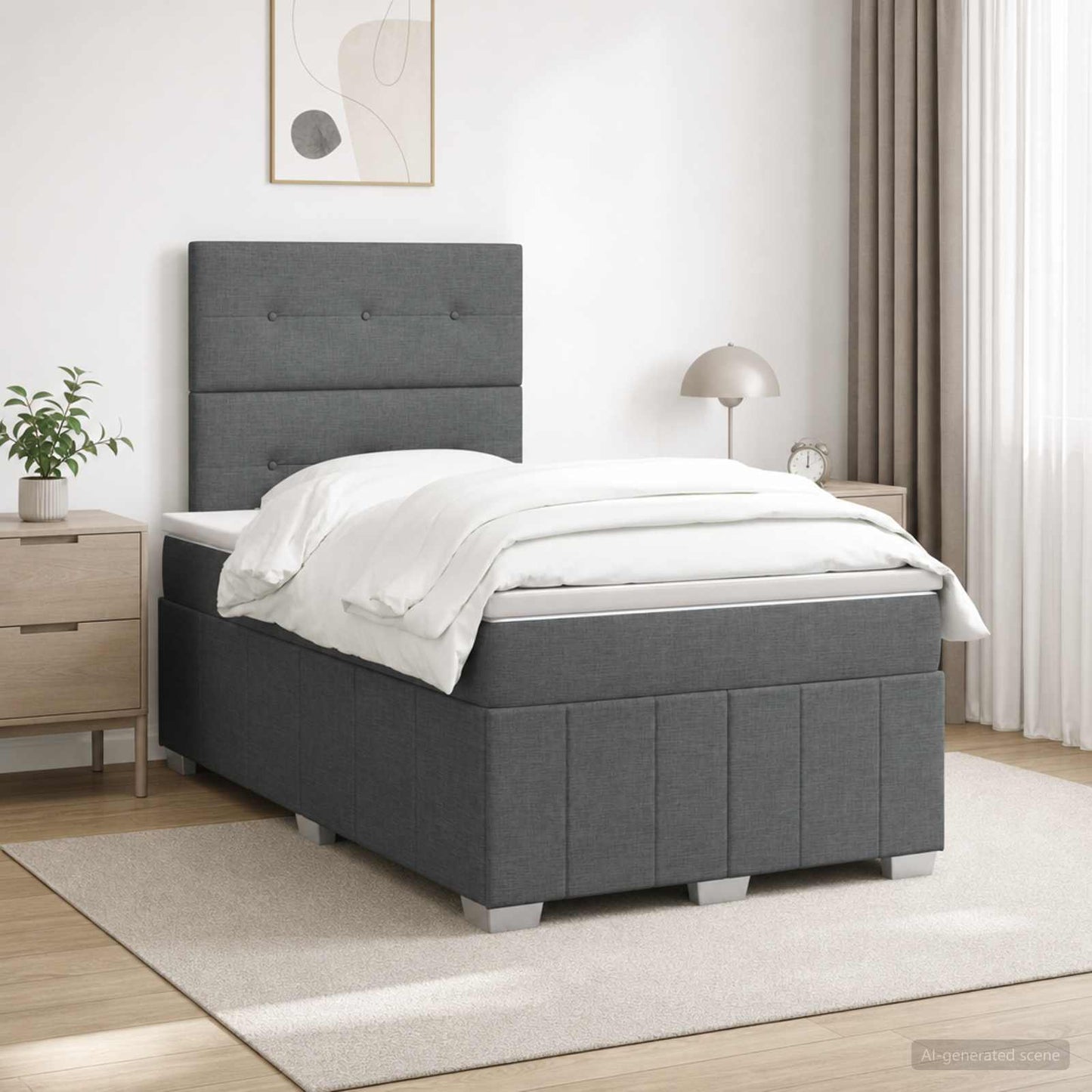 vidaXL Κρεβάτι box spring με στρώμα Σκούρο Γκρι 120 x 200 cm Ύφασμα