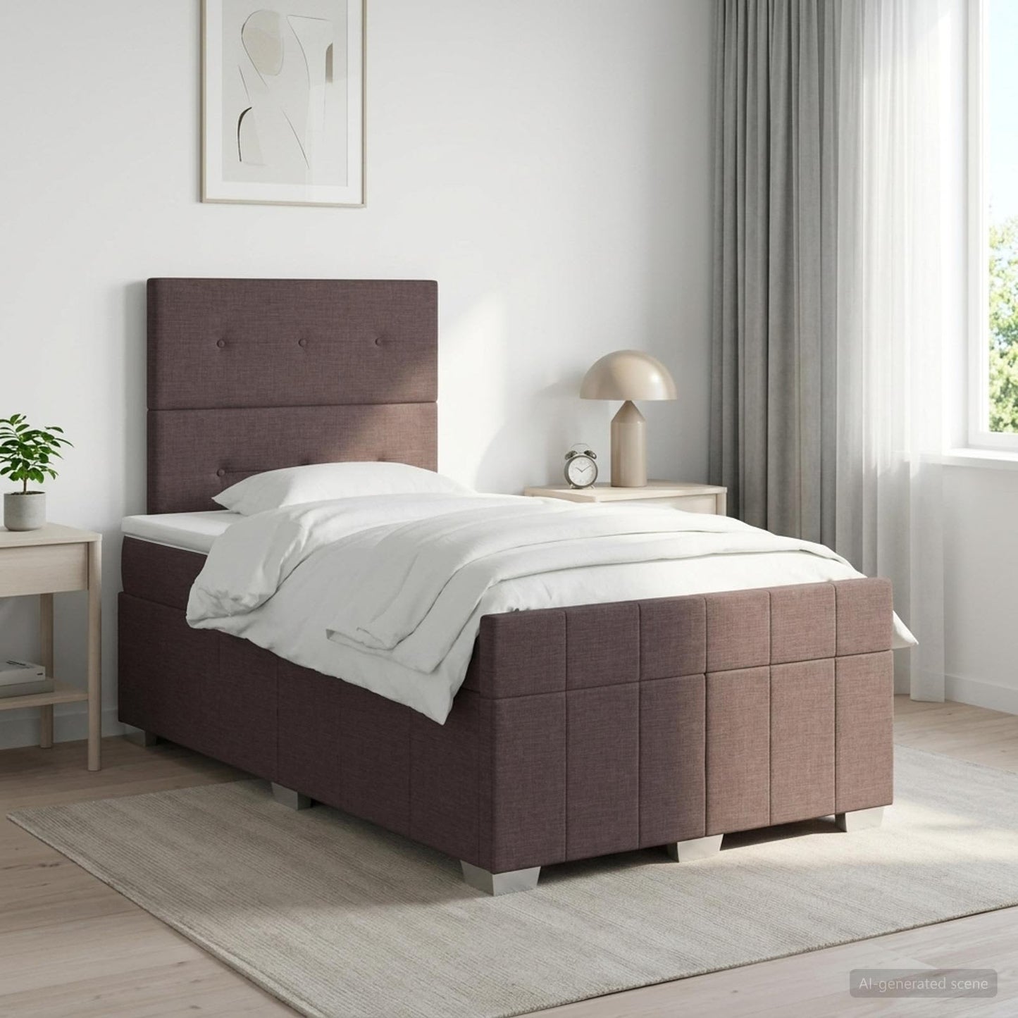 vidaXL Κρεβάτι box spring με στρώμα Σκούρο Καφέ 120 x 190 cm Ύφασμα