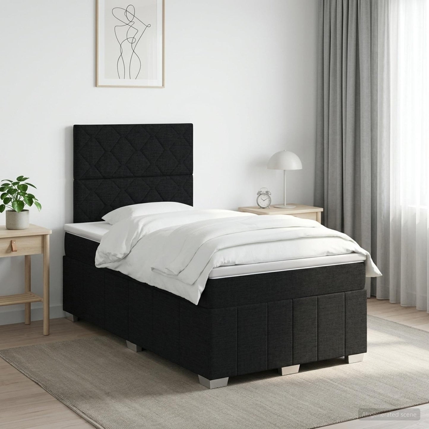 vidaXL Κρεβάτι box spring με στρώμα Μαύρο 120 x 200 cm Ύφασμα