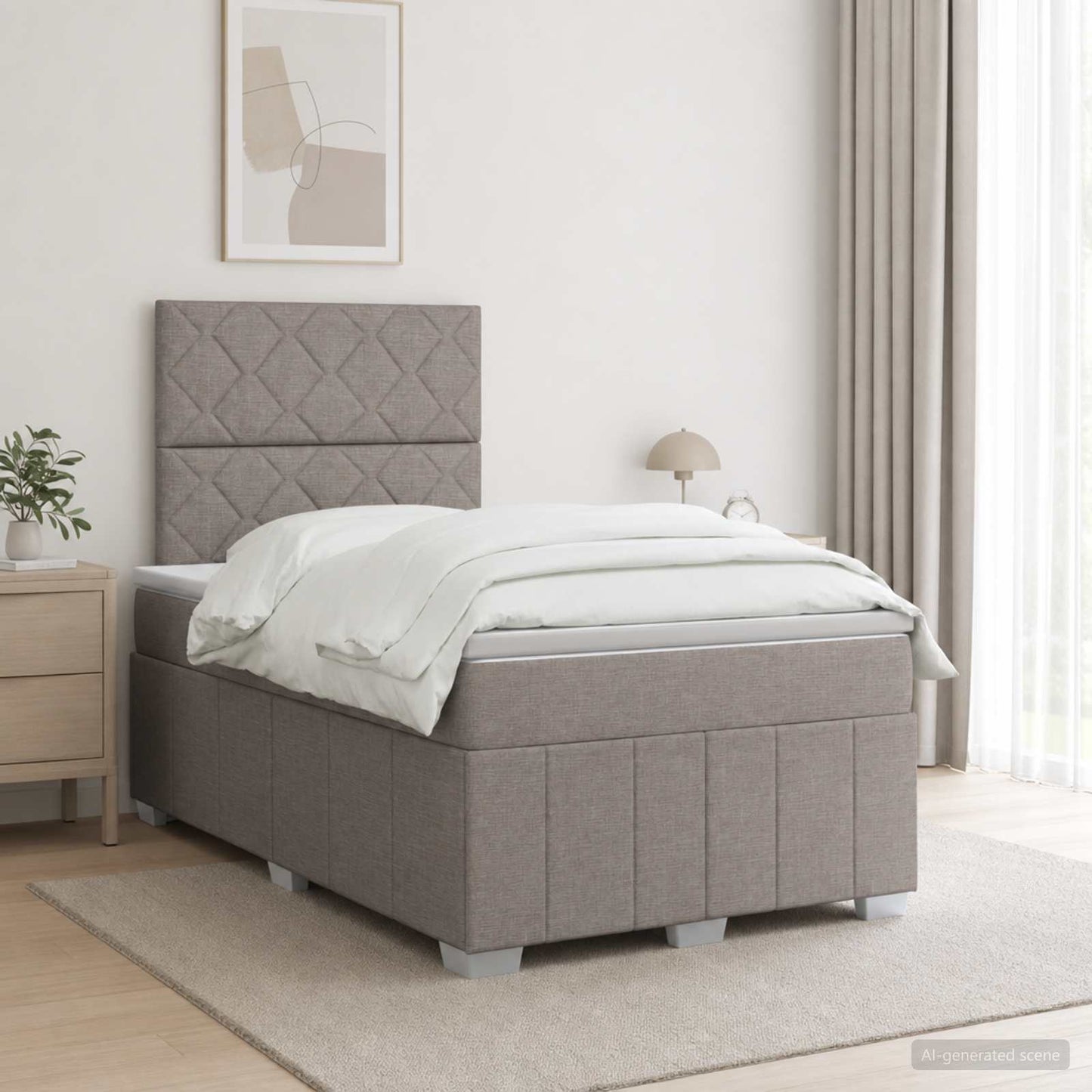 vidaXL Κρεβάτι box spring με στρώμα Taupe 120 x 190 cm Ύφασμα
