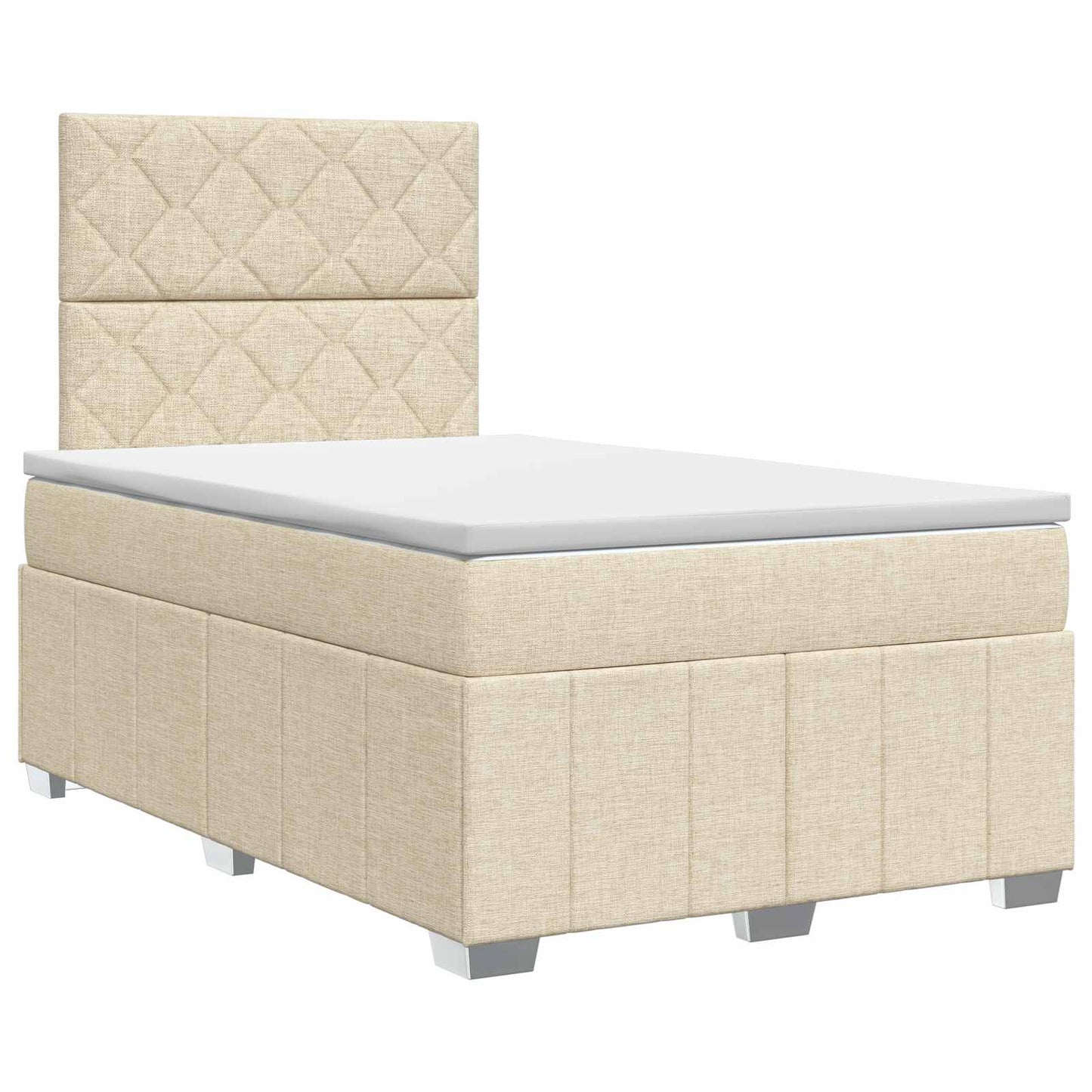 vidaXL Κρεβάτι box spring με στρώμα Κρεμ 120 x 190 cm Ύφασμα