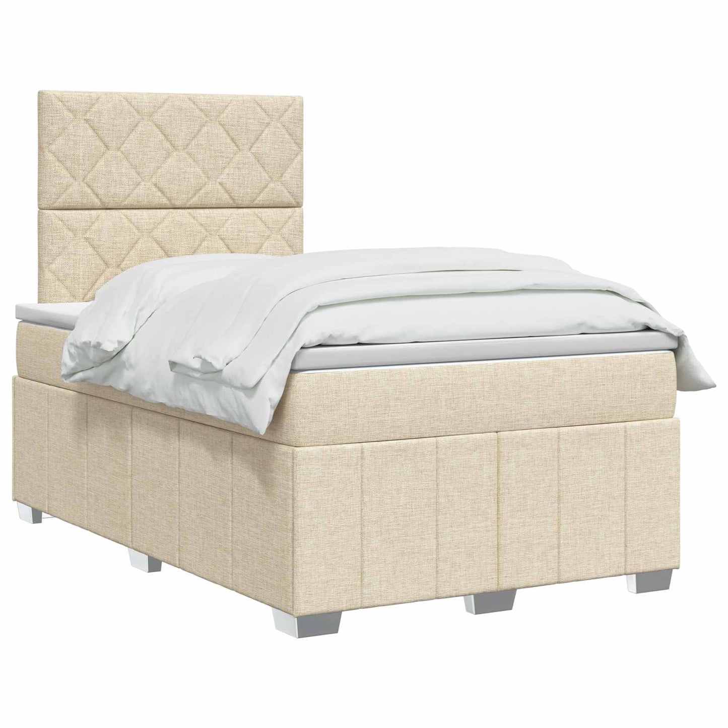 vidaXL Κρεβάτι box spring με στρώμα Κρεμ 120 x 190 cm Ύφασμα
