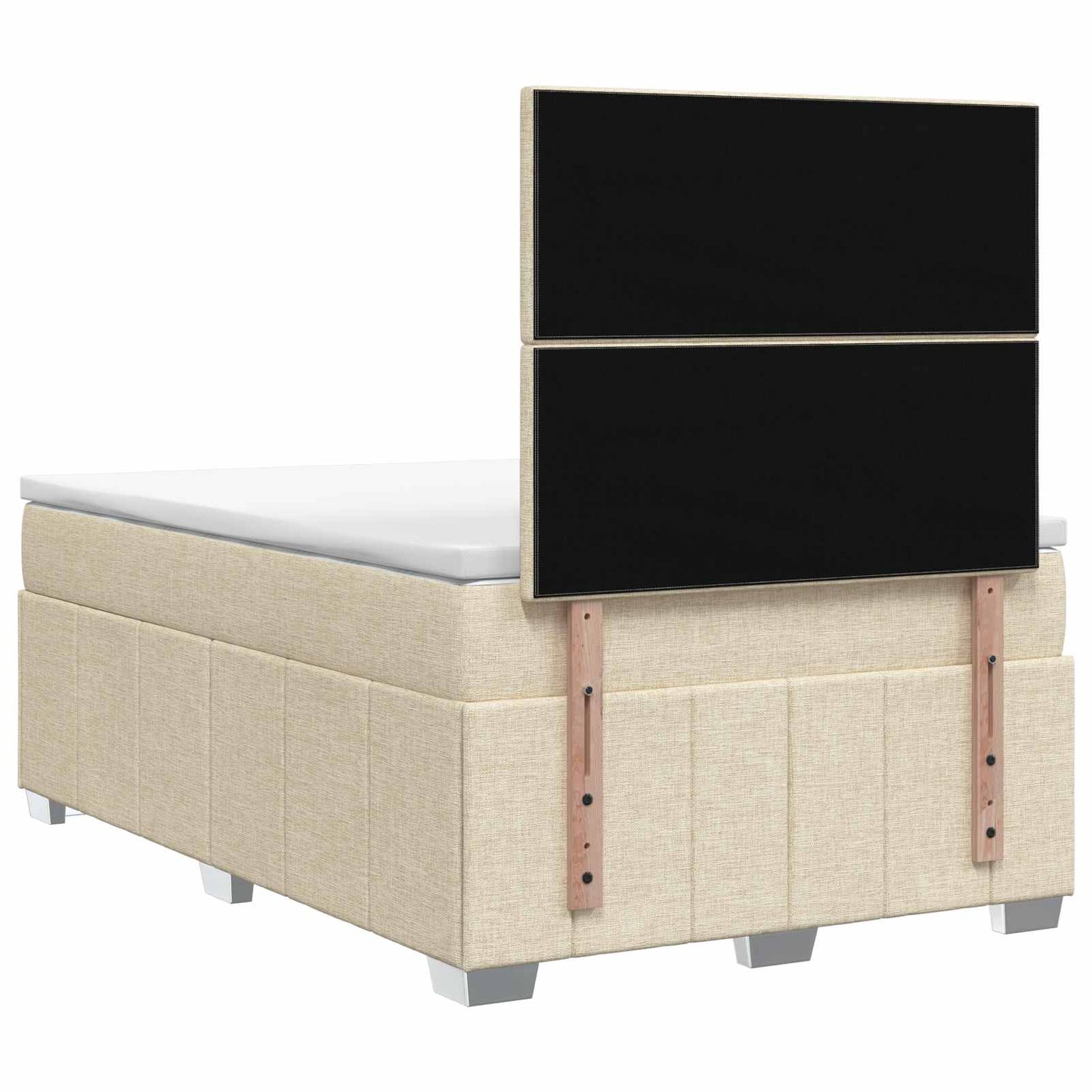 vidaXL Κρεβάτι box spring με στρώμα Κρεμ 120 x 200 cm Ύφασμα