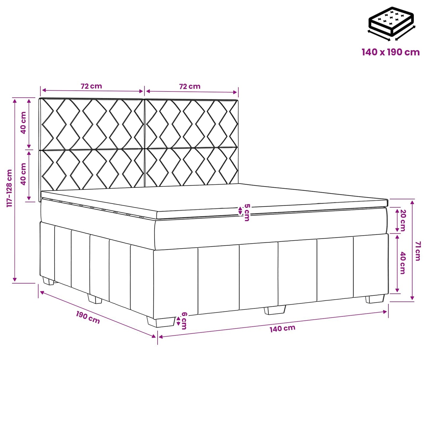 vidaXL Κρεβάτι box spring με στρώμα Ανοιχτό γκρι 140 x 190 cm Ύφασμα