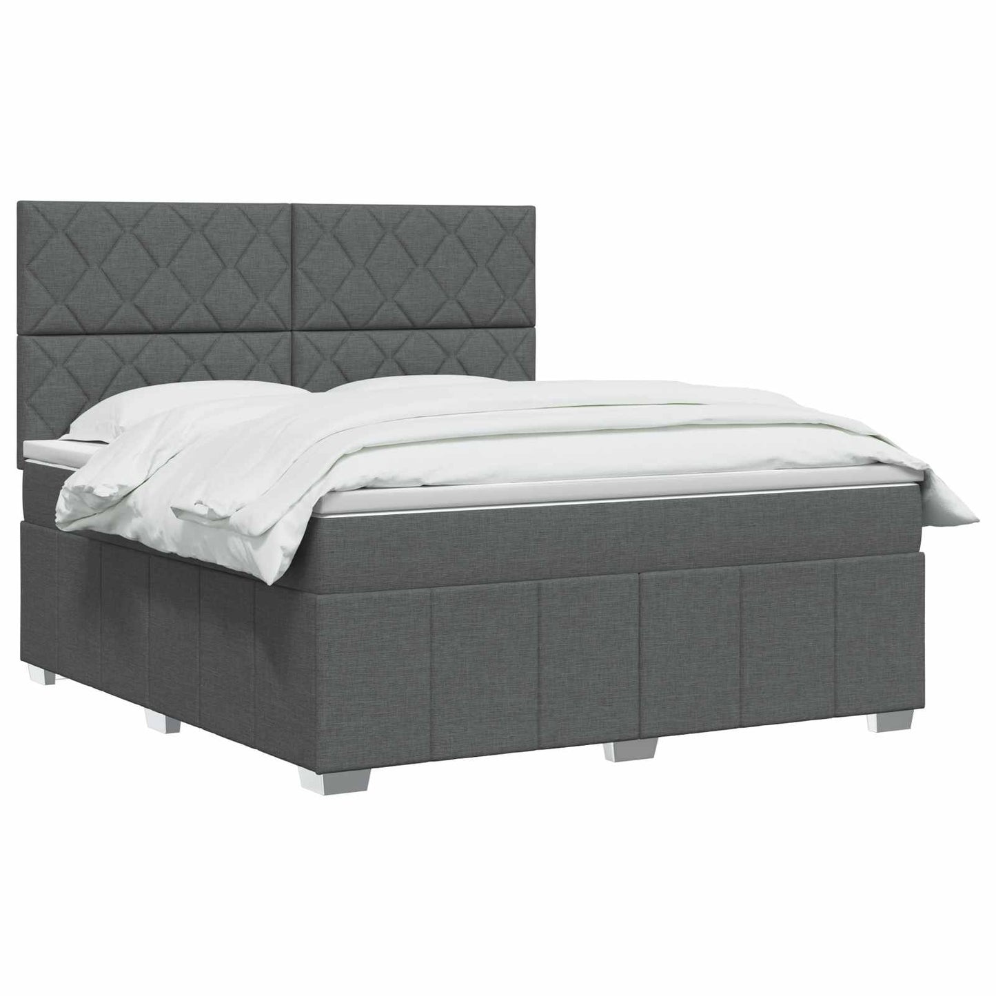 vidaXL Κρεβάτι box spring με στρώμα Σκούρο Γκρι 160 x 200 cm Ύφασμα