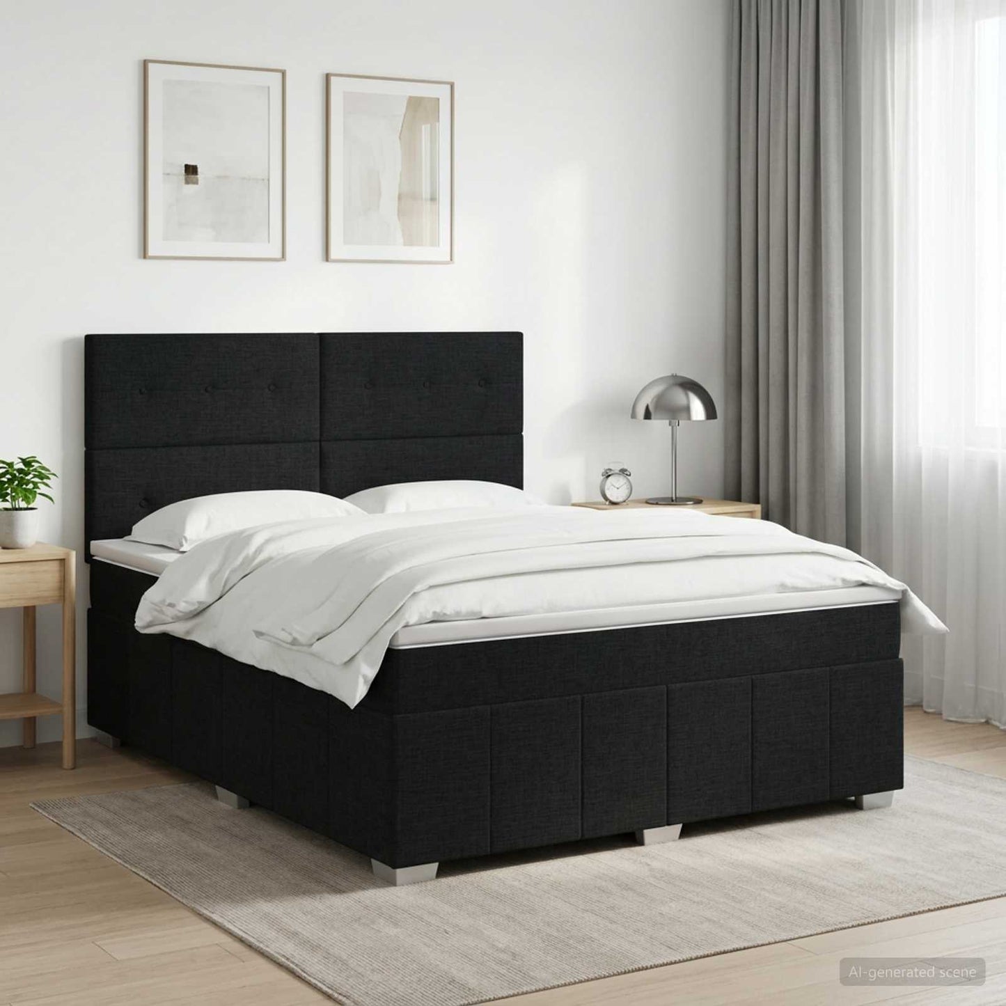 vidaXL Κρεβάτι box spring με στρώμα Μαύρο 160 x 200 cm Ύφασμα