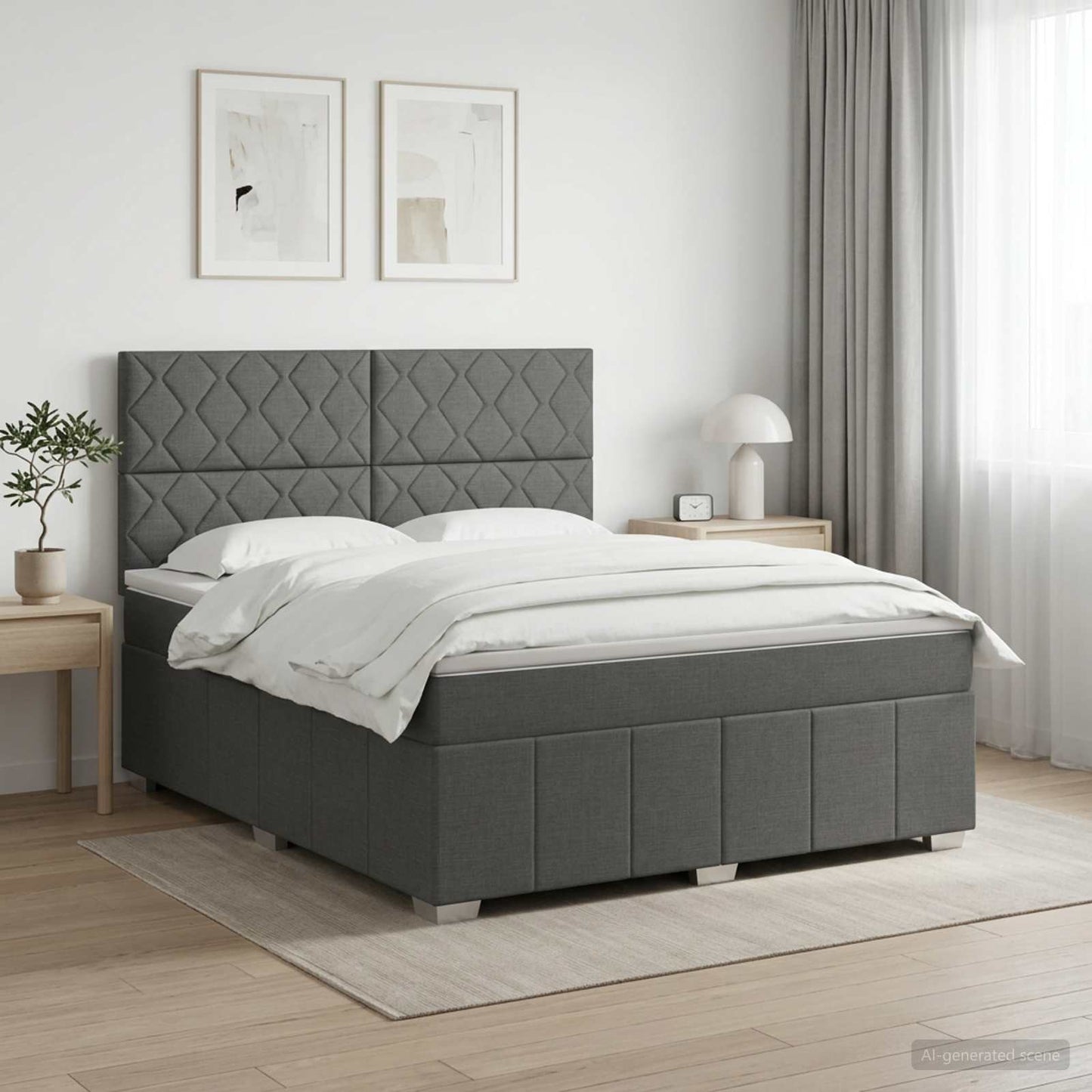 vidaXL Κρεβάτι box spring με στρώμα Σκούρο Γκρι 160 x 200 cm Ύφασμα