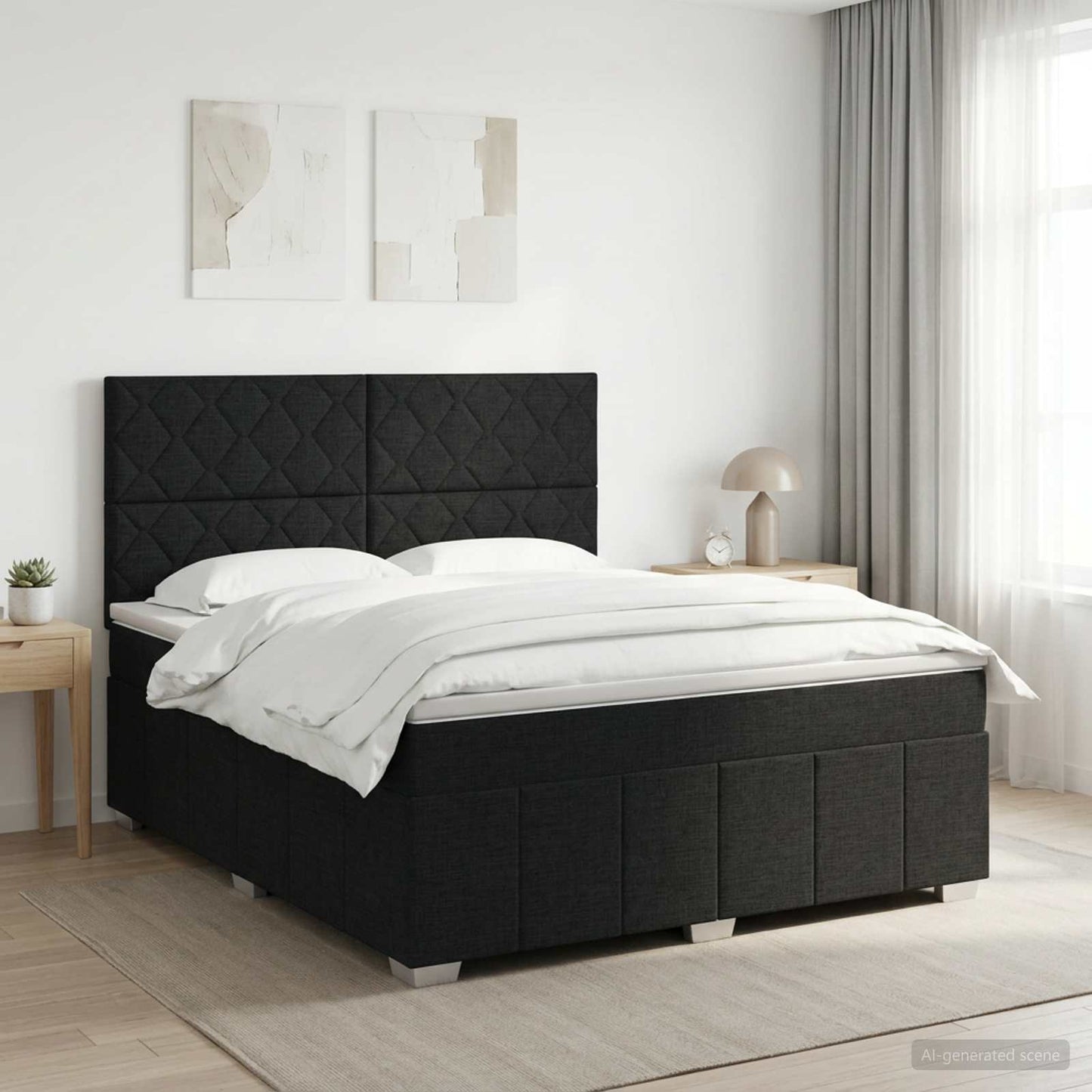 vidaXL Κρεβάτι box spring με στρώμα Μαύρο 160 x 200 cm Ύφασμα