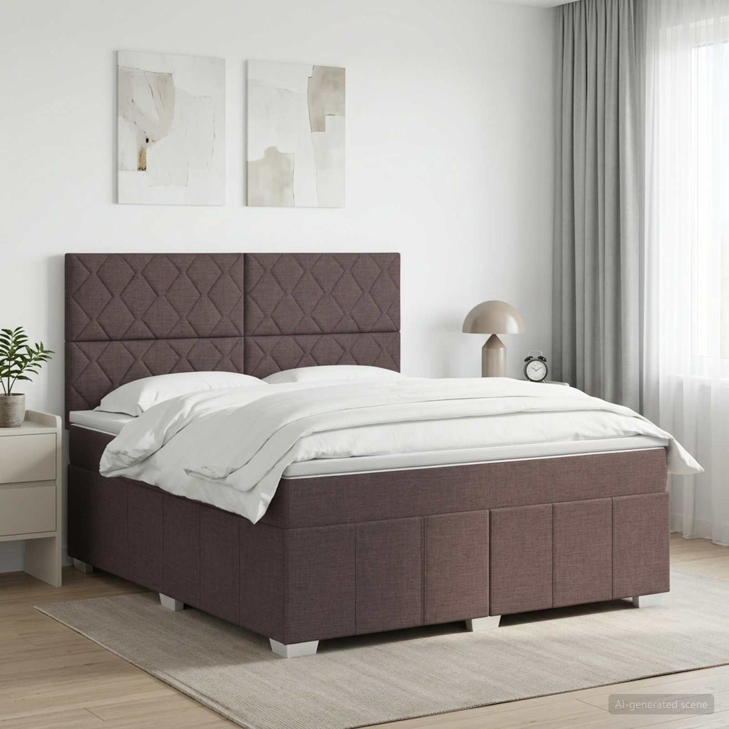 vidaXL Κρεβάτι box spring με στρώμα Σκούρο Καφέ 160 x 200 cm Ύφασμα