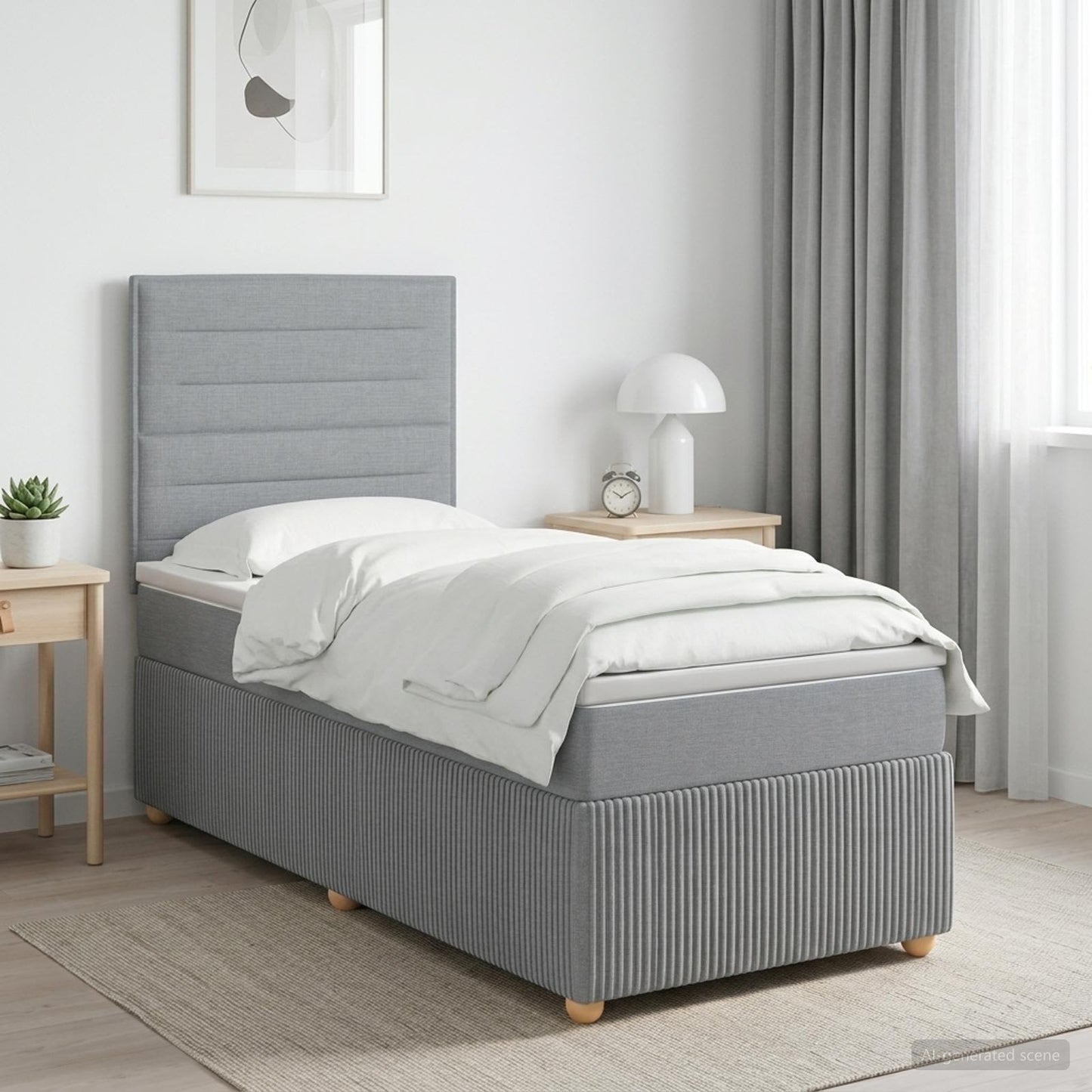 vidaXL Κρεβάτι box spring με στρώμα Ανοιχτό γκρι 90 x 200 cm Ύφασμα