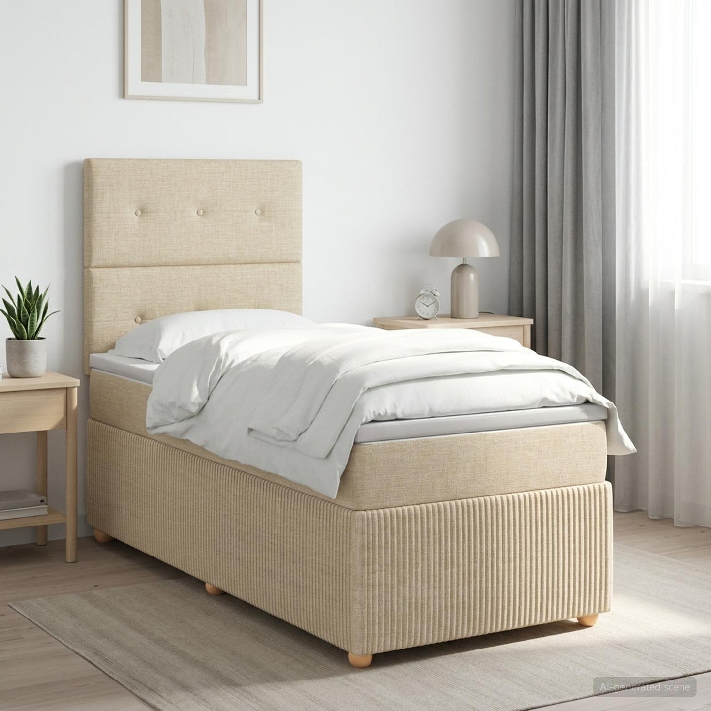 vidaXL Κρεβάτι box spring με στρώμα Κρεμ 100 x 200 cm Ύφασμα