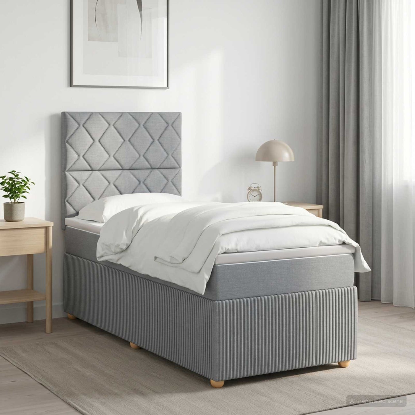 vidaXL Κρεβάτι box spring με στρώμα Ανοιχτό γκρι 90 x 190 cm Ύφασμα