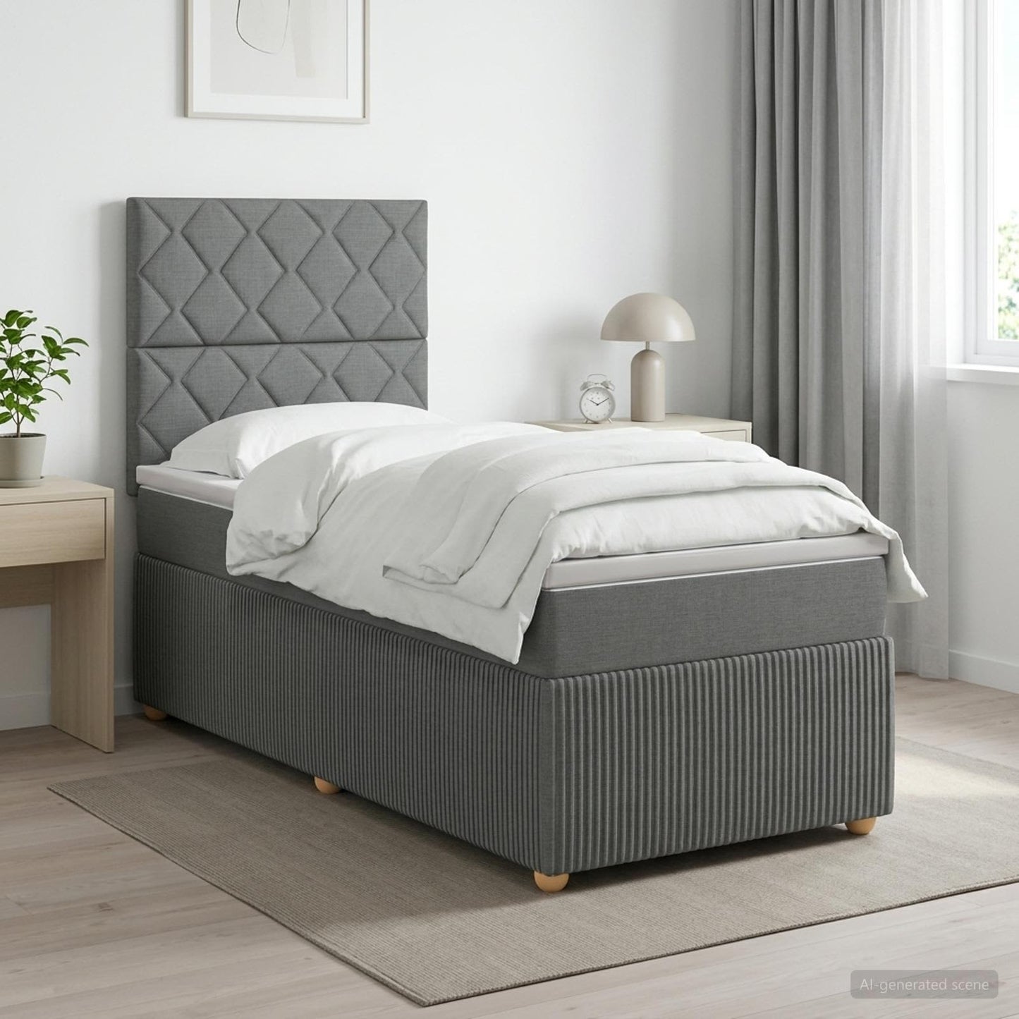 vidaXL Κρεβάτι box spring με στρώμα Σκούρο Γκρι 90 x 200 cm Ύφασμα
