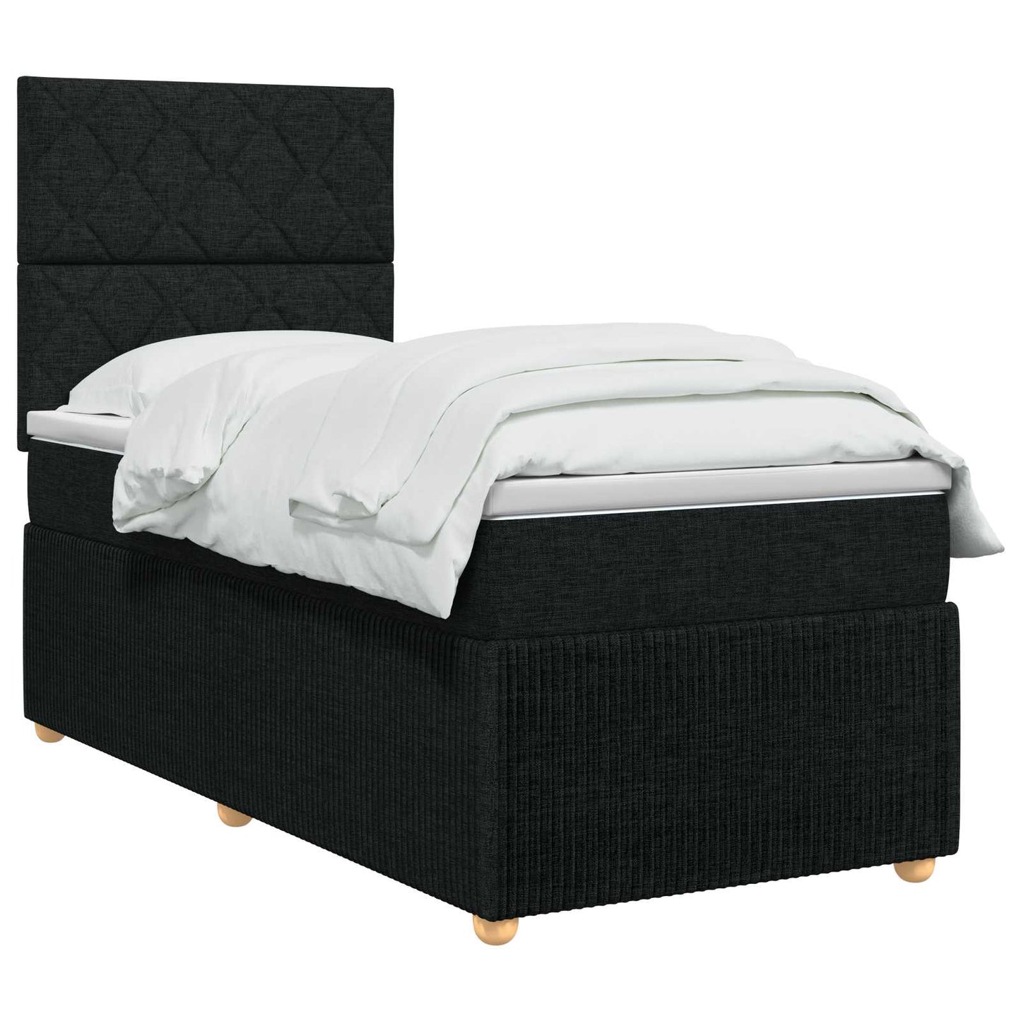 vidaXL Κρεβάτι box spring με στρώμα Μαύρο 80 x 200 cm Ύφασμα