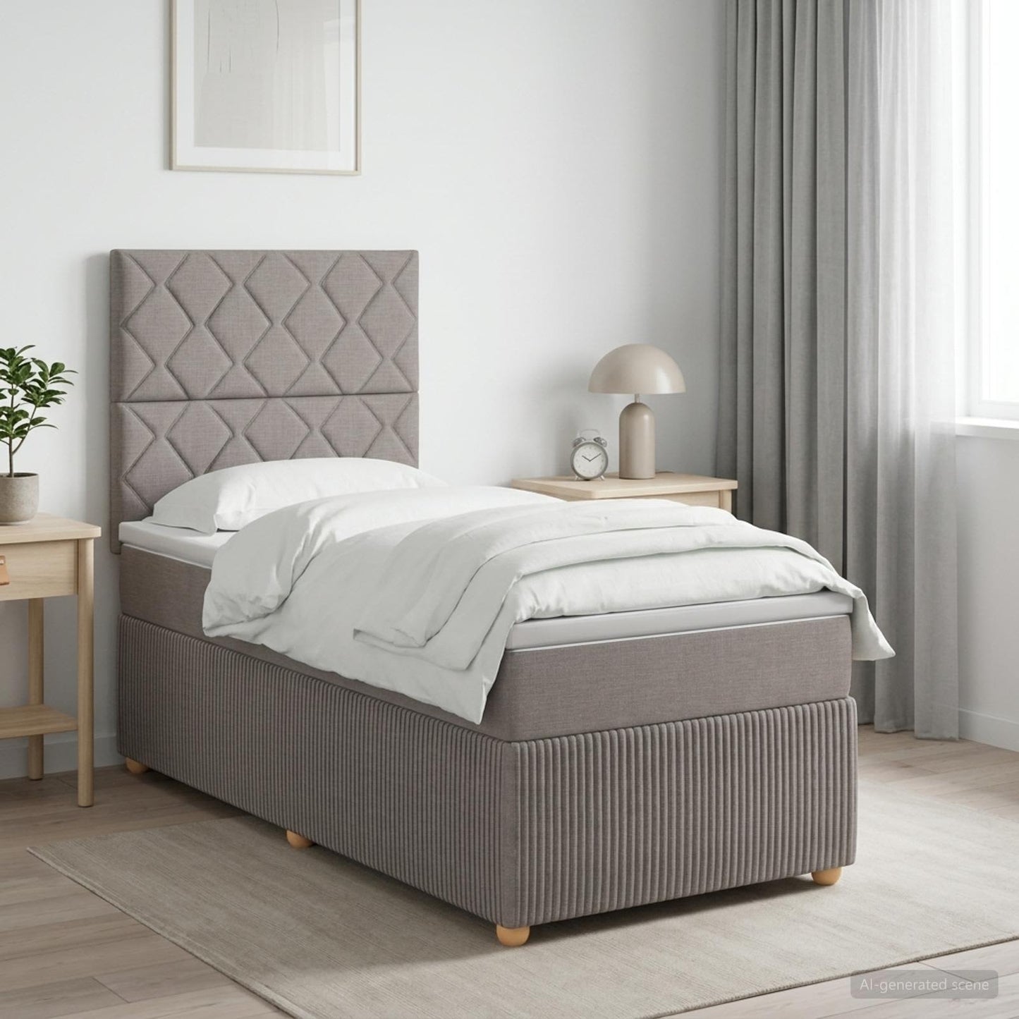 vidaXL Κρεβάτι box spring με στρώμα Taupe 100 x 200 cm Ύφασμα