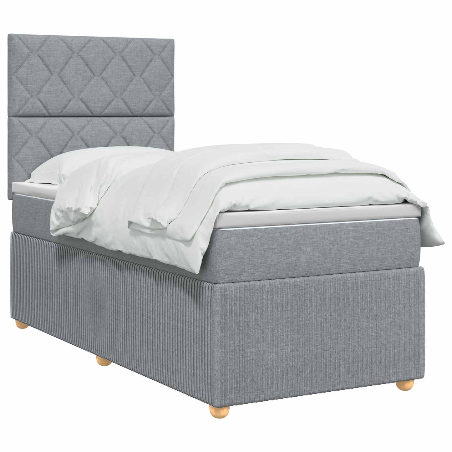 vidaXL Κρεβάτι box spring με στρώμα Ανοιχτό γκρι 90 x 200 cm Ύφασμα