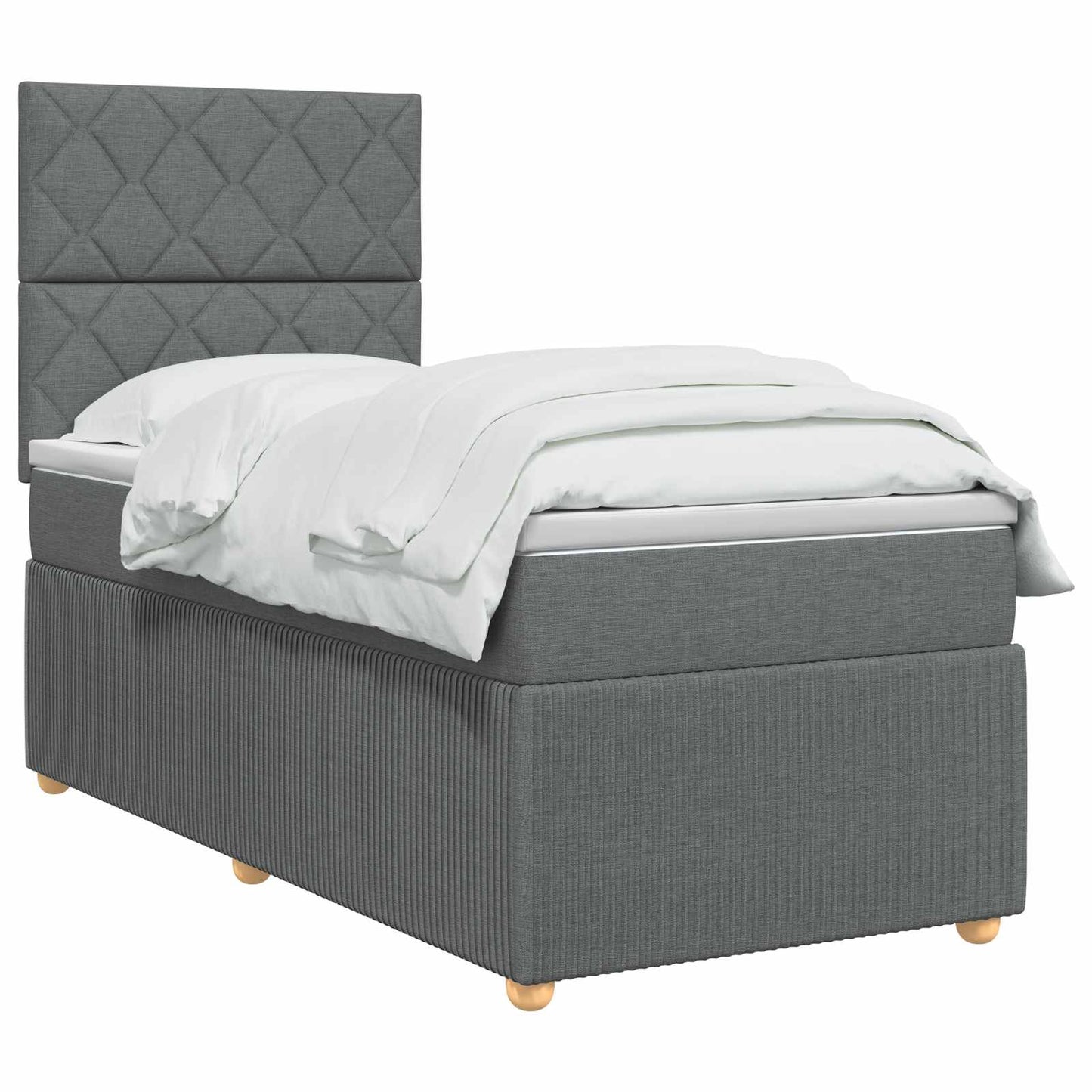 vidaXL Κρεβάτι box spring με στρώμα Σκούρο Γκρι 90 x 200 cm Ύφασμα