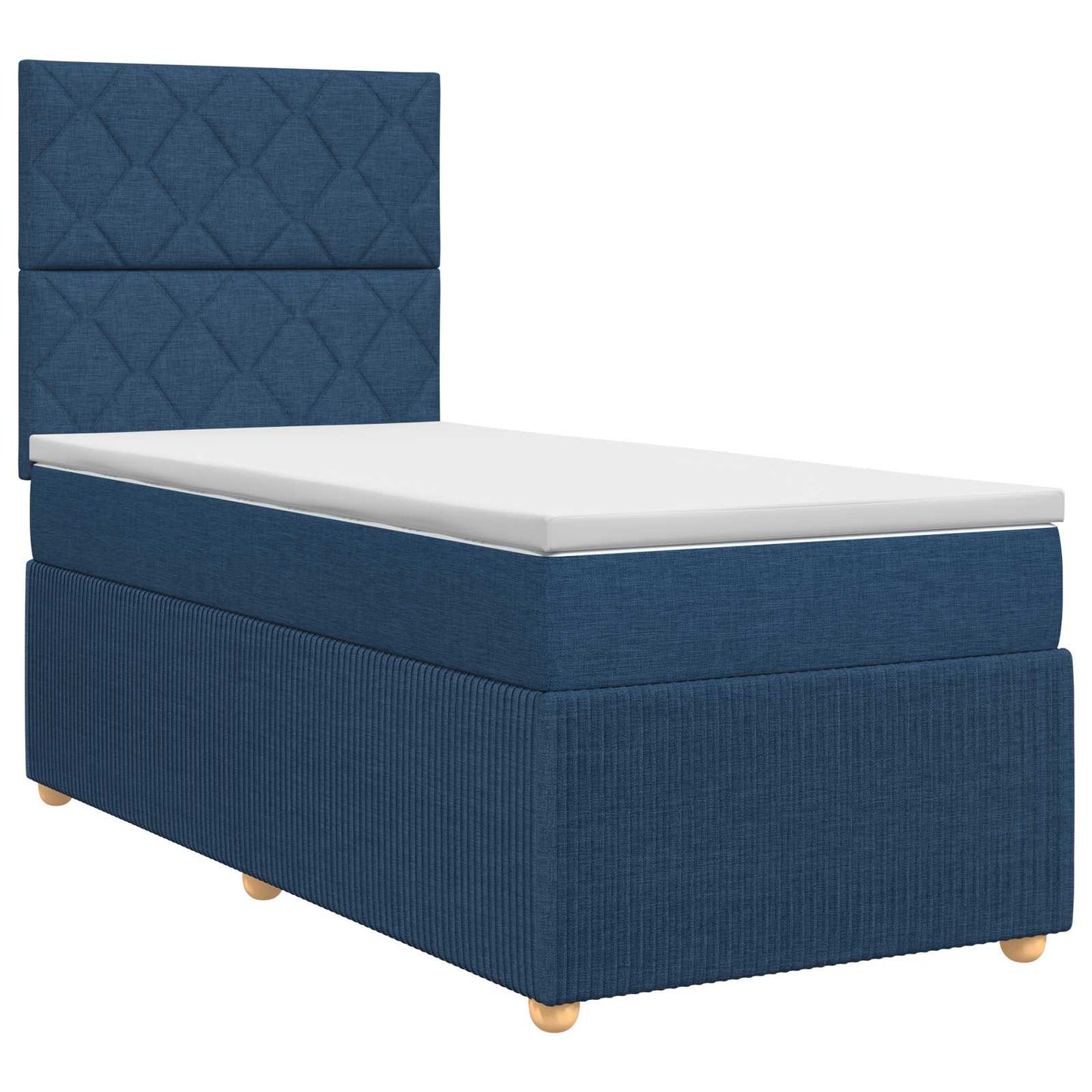 vidaXL Κρεβάτι box spring με στρώμα Μπλε 90 x 200 cm Ύφασμα