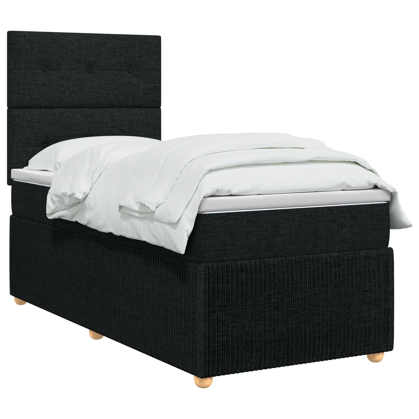 vidaXL Κρεβάτι box spring με στρώμα Μαύρο 100 x 200 cm Ύφασμα