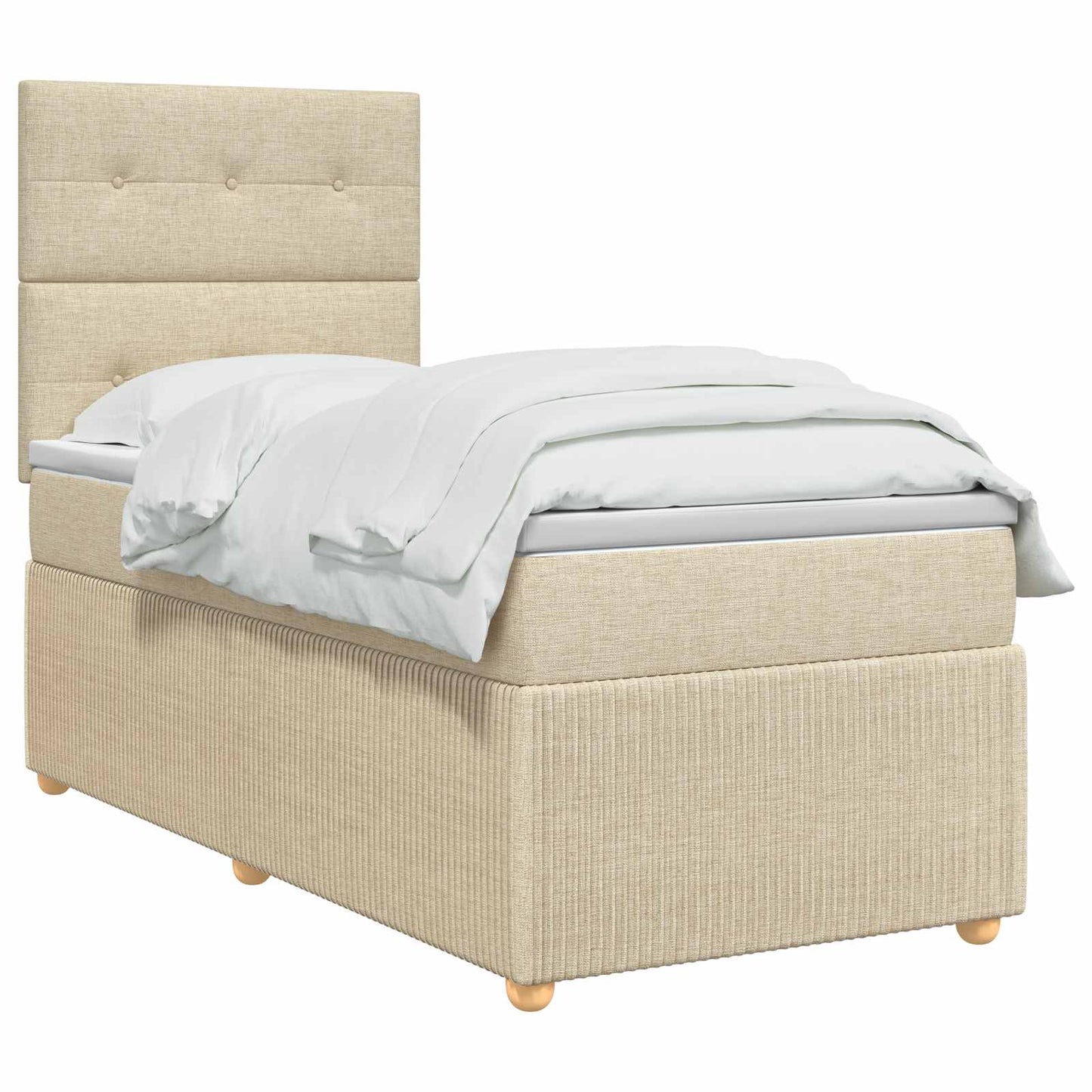 vidaXL Κρεβάτι box spring με στρώμα Κρεμ 100 x 200 cm Ύφασμα