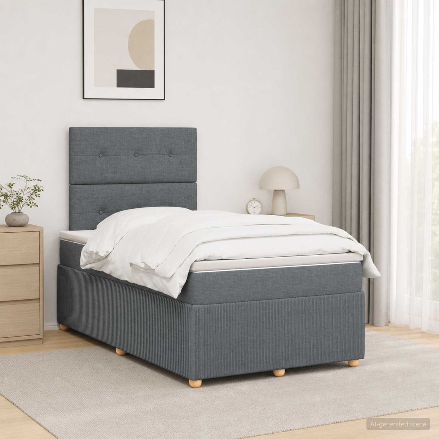 vidaXL Κρεβάτι box spring με στρώμα Σκούρο Γκρι 120 x 190 cm Ύφασμα