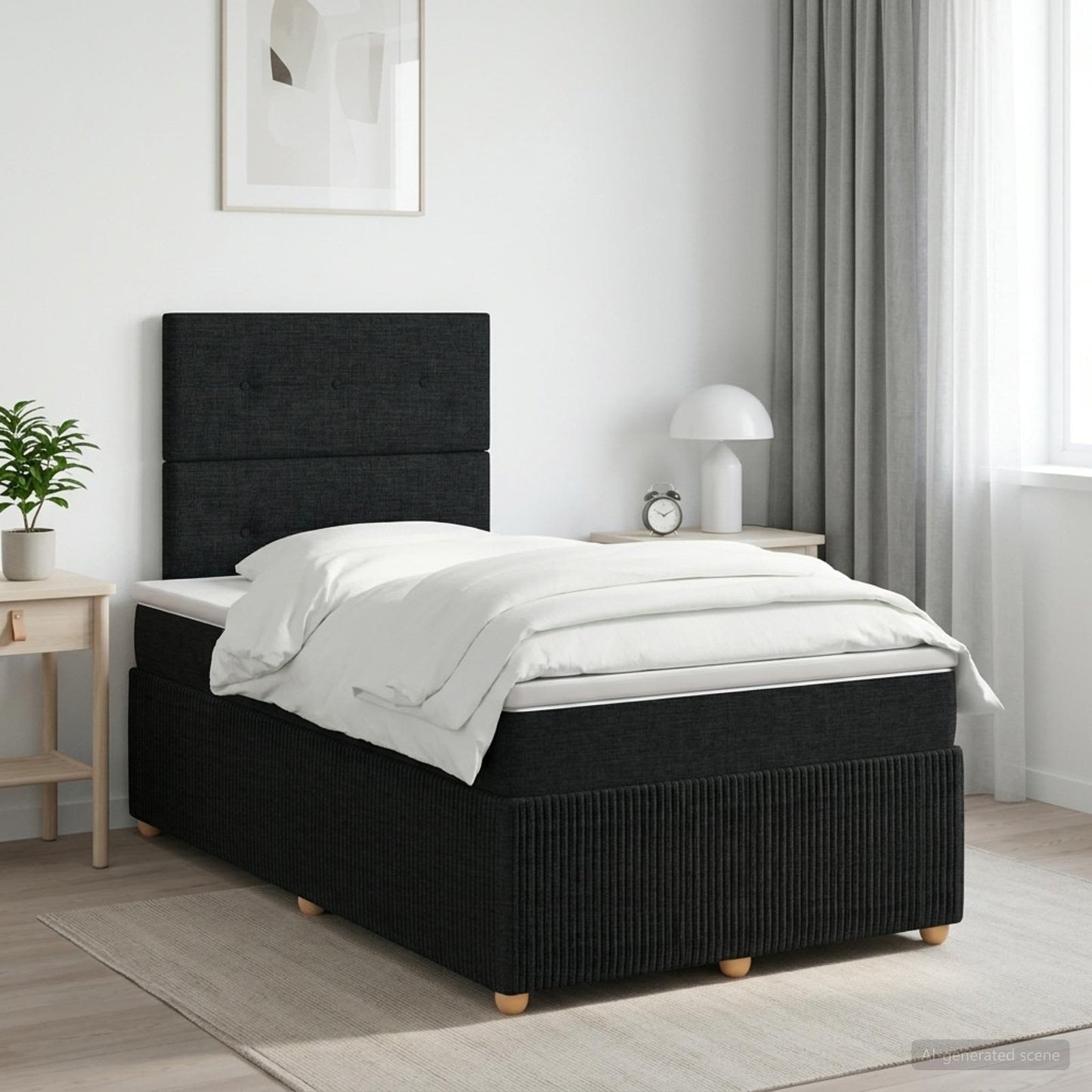 vidaXL Κρεβάτι box spring με στρώμα Μαύρο 120 x 190 cm Ύφασμα