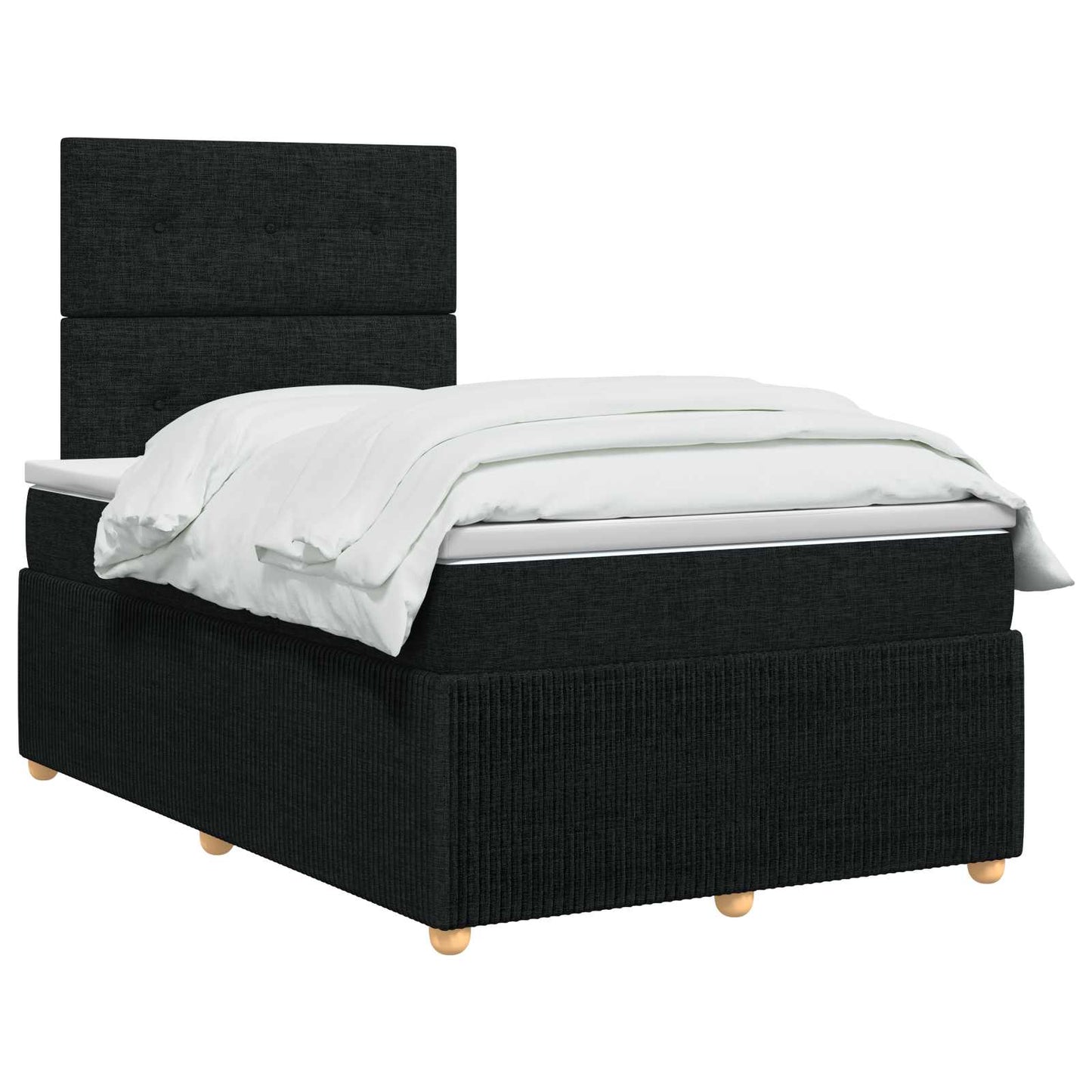 vidaXL Κρεβάτι box spring με στρώμα Μαύρο 120 x 190 cm Ύφασμα