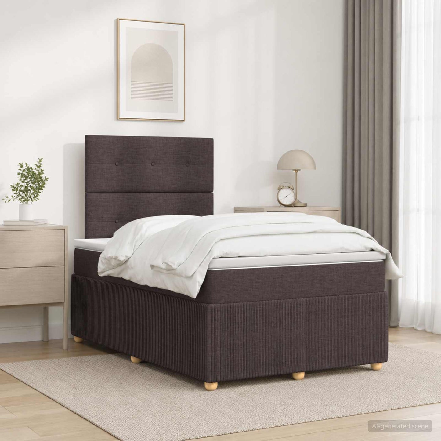 vidaXL Κρεβάτι box spring με στρώμα Σκούρο Καφέ 120 x 200 cm Ύφασμα