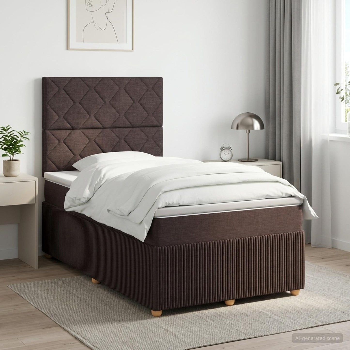 vidaXL Κρεβάτι box spring με στρώμα Σκούρο Καφέ 120 x 200 cm Ύφασμα