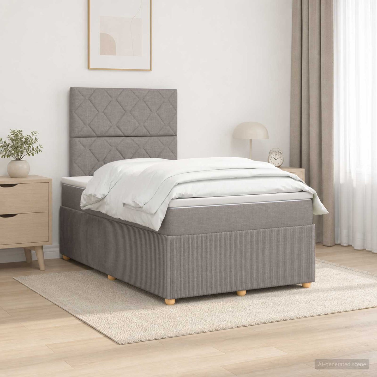 vidaXL Κρεβάτι box spring με στρώμα Taupe 120 x 200 cm Ύφασμα