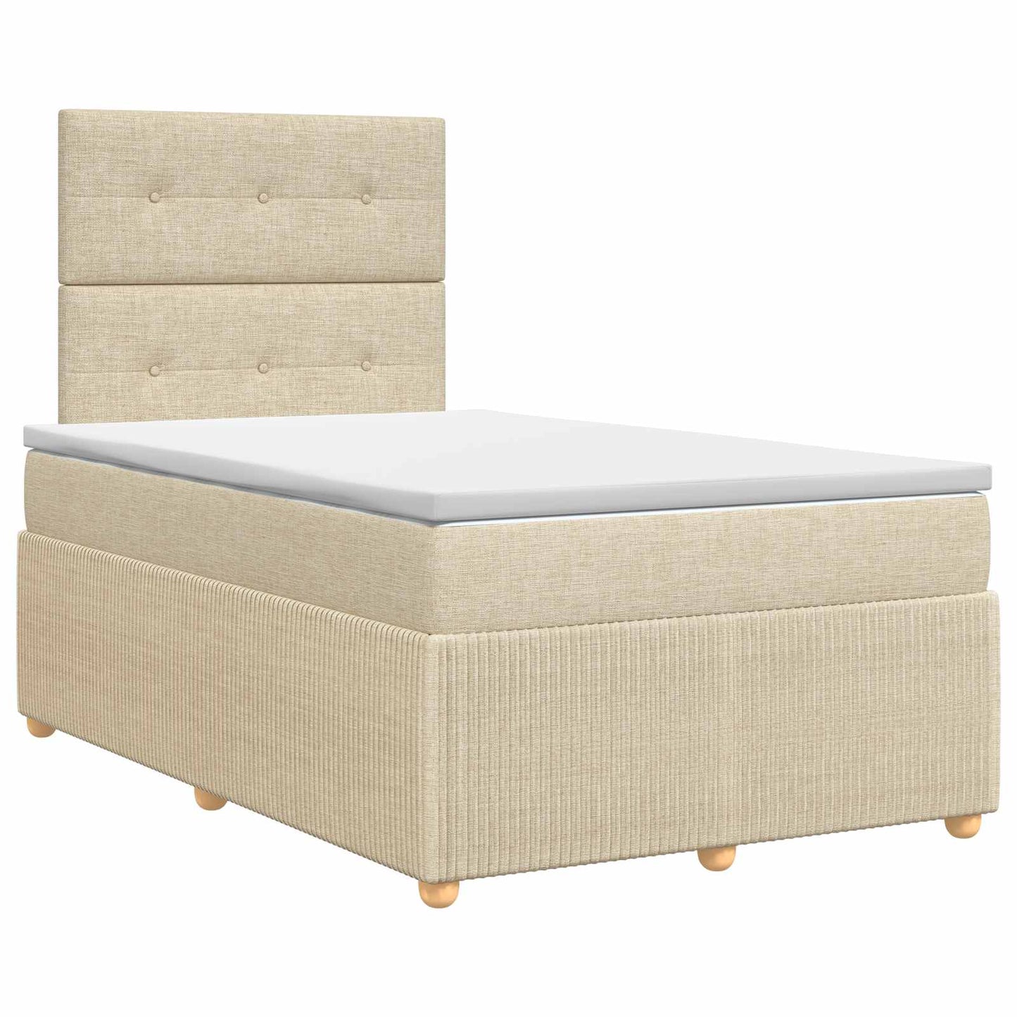 vidaXL Κρεβάτι box spring με στρώμα Κρεμ 120 x 200 cm Ύφασμα