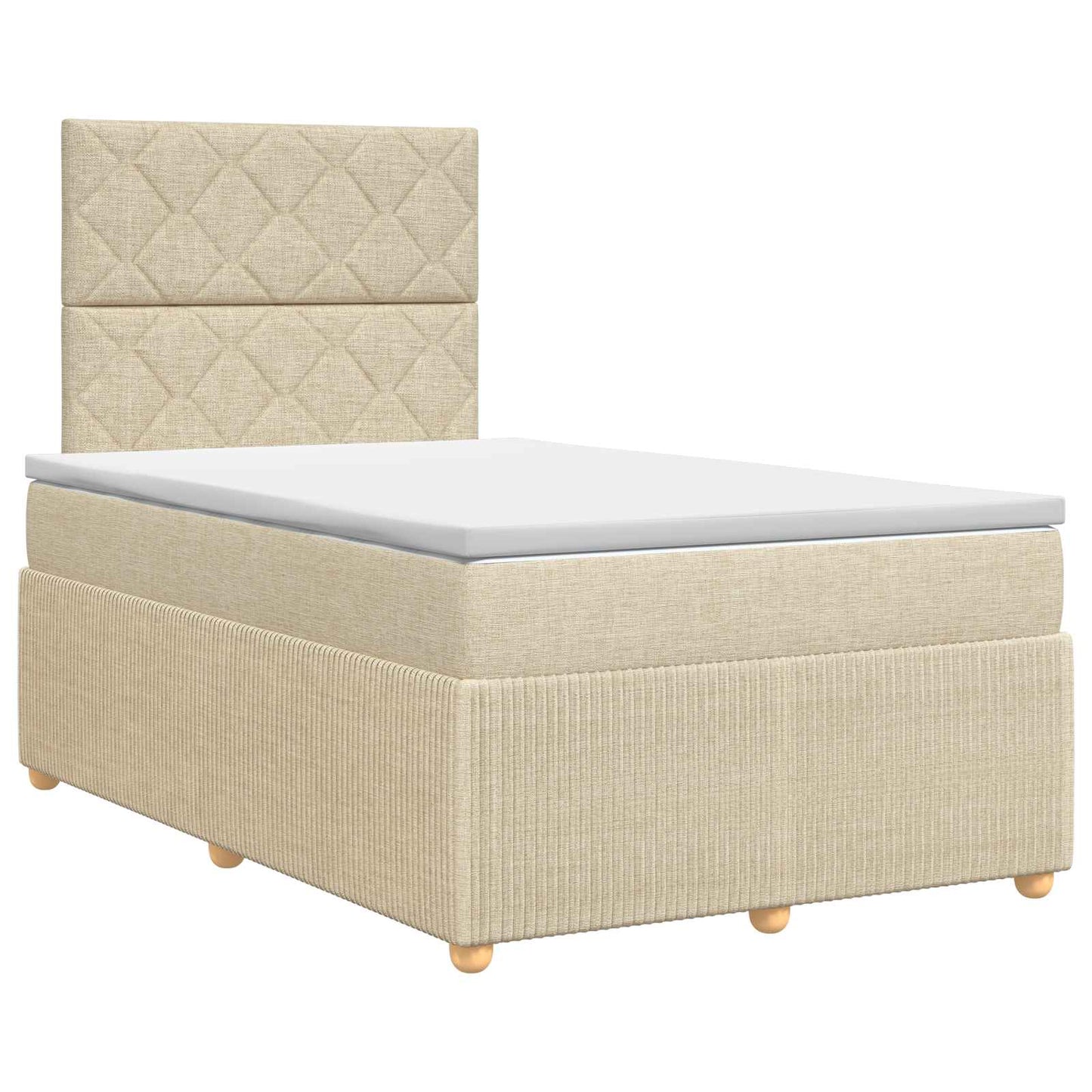 vidaXL Κρεβάτι box spring με στρώμα Κρεμ 120 x 200 cm Ύφασμα