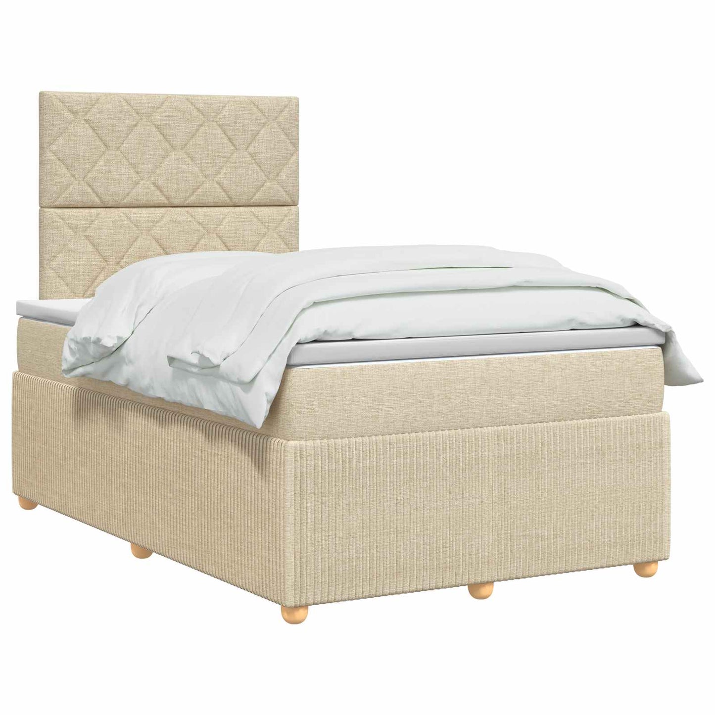 vidaXL Κρεβάτι box spring με στρώμα Κρεμ 120 x 200 cm Ύφασμα