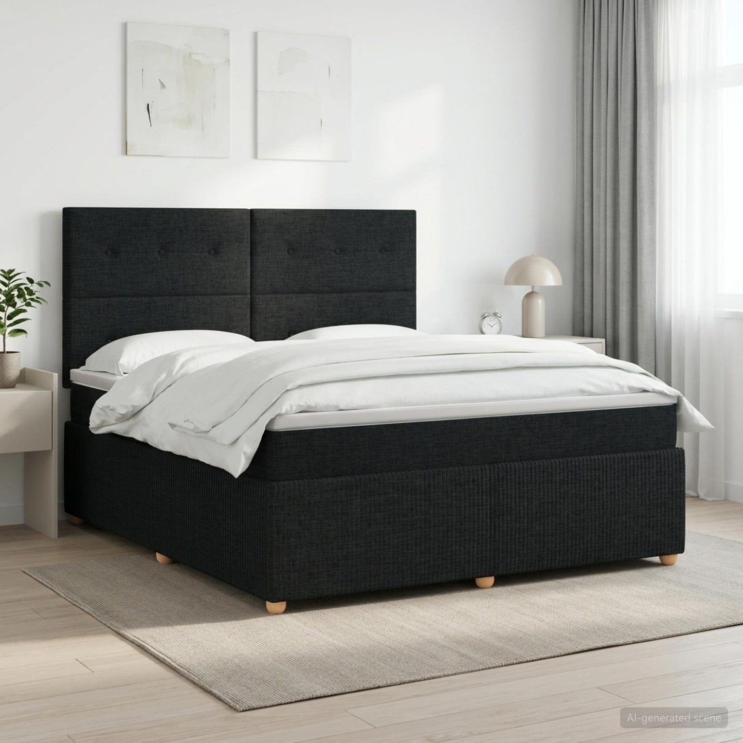 vidaXL Κρεβάτι box spring με στρώμα Μαύρο 180 x 200 cm Ύφασμα