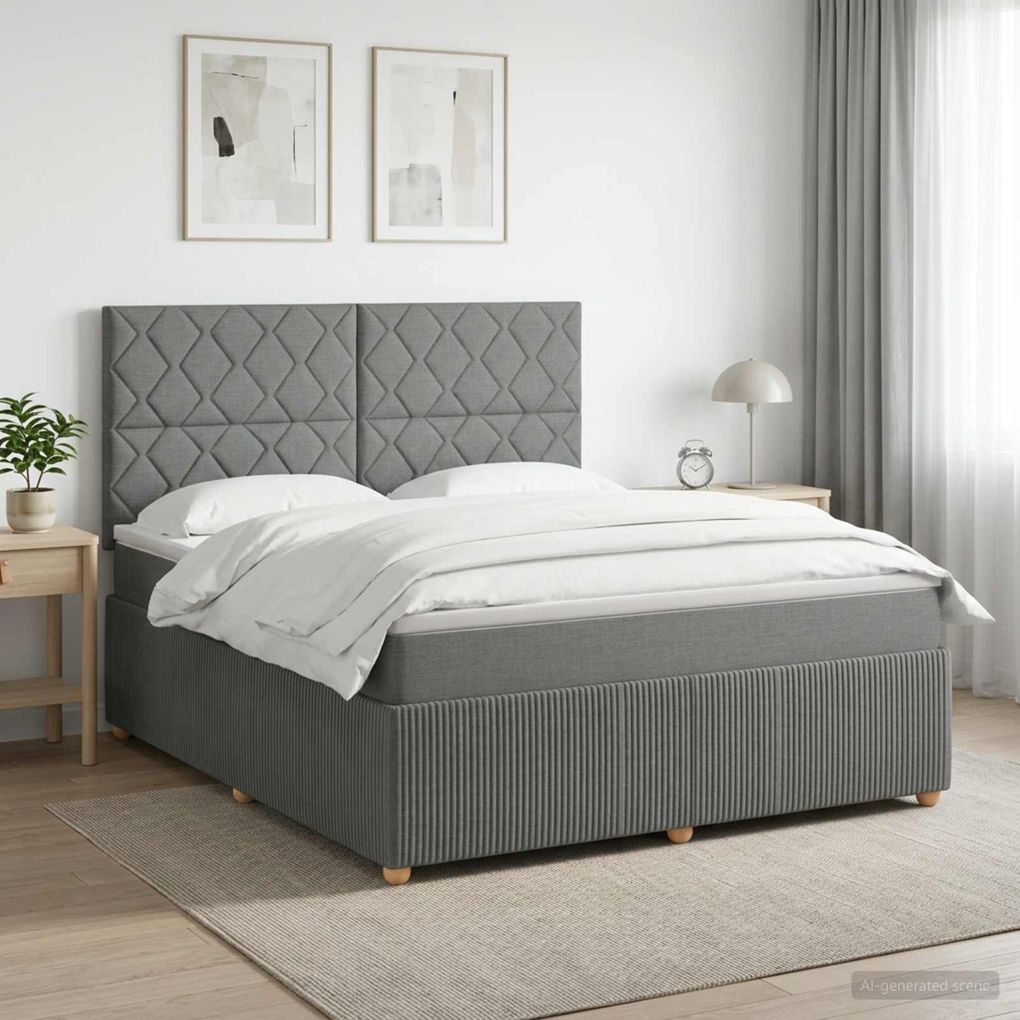 vidaXL Κρεβάτι box spring με στρώμα Σκούρο Γκρι 140 x 200 cm Ύφασμα