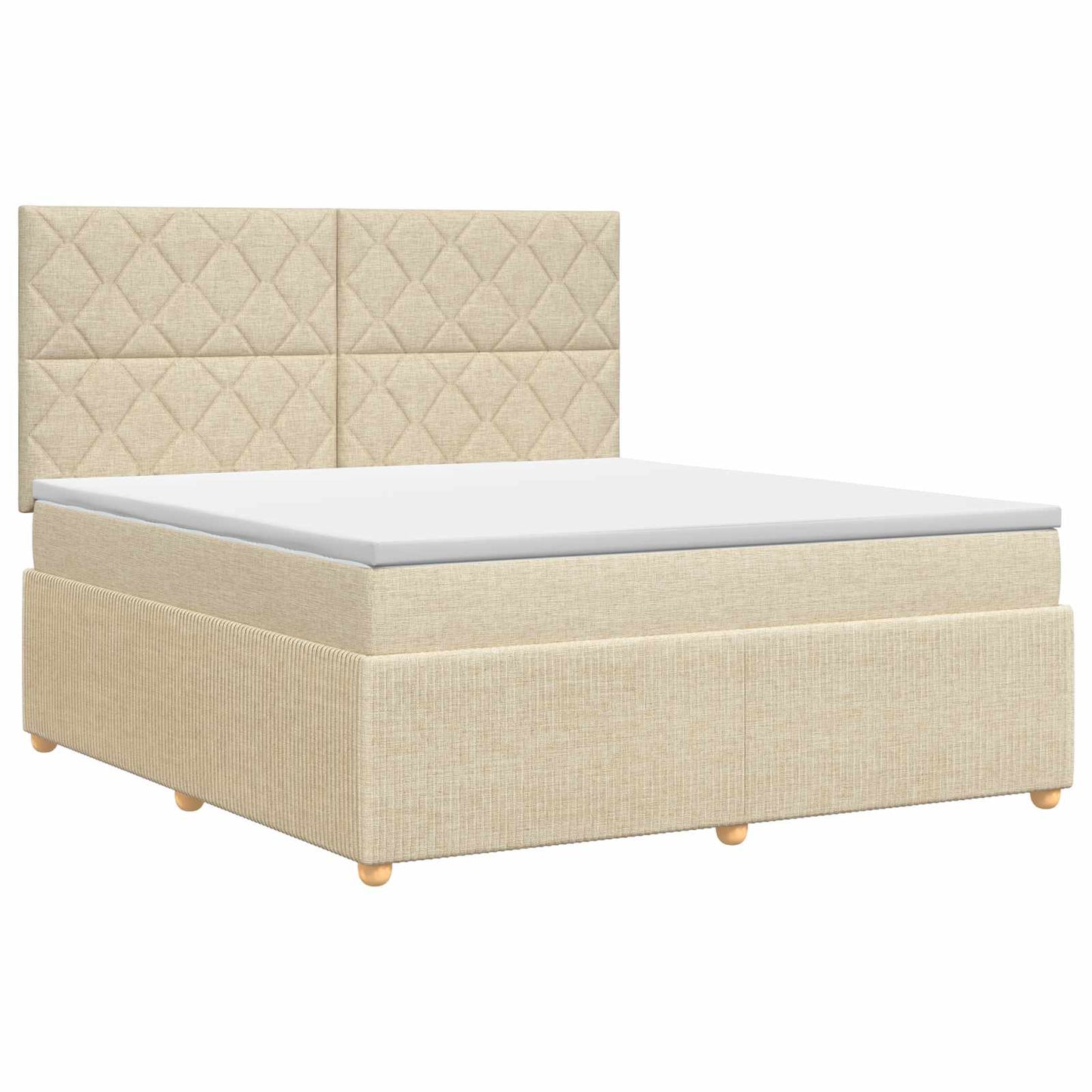 vidaXL Κρεβάτι box spring με στρώμα Κρεμ 180 x 200 cm Ύφασμα
