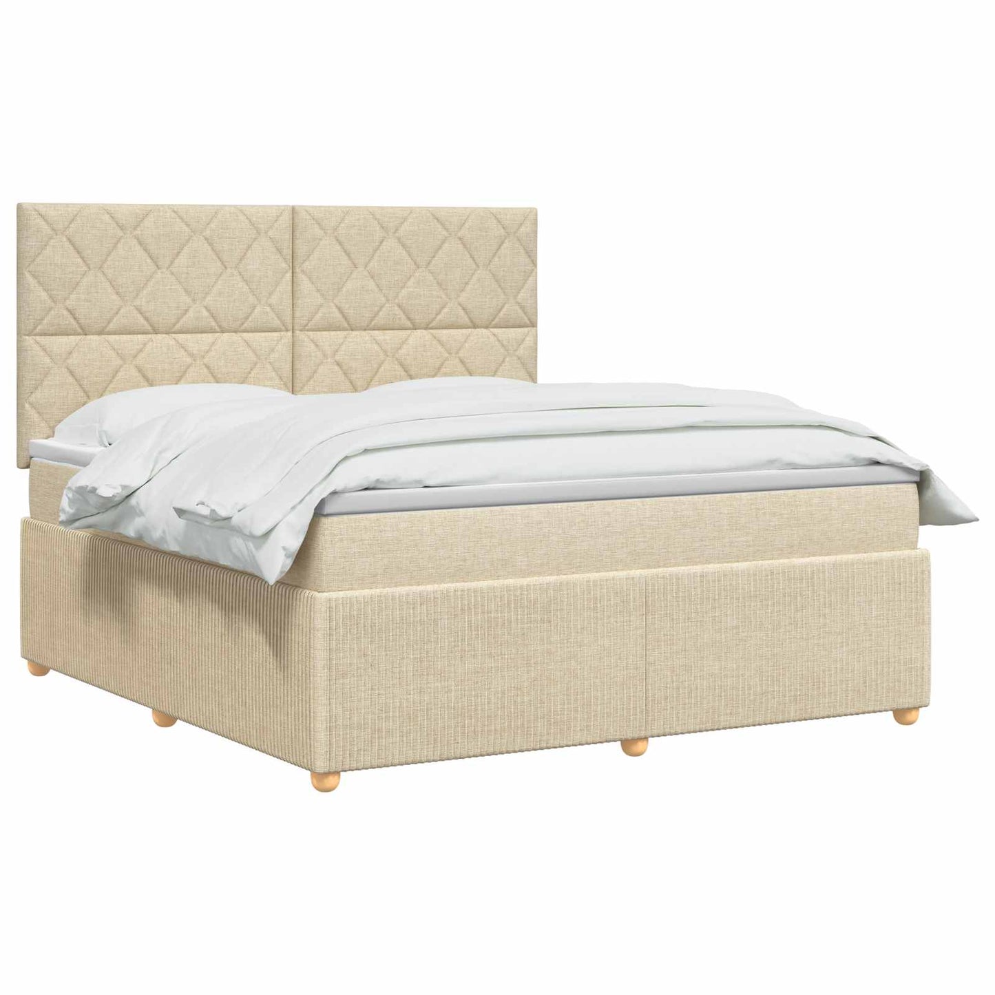vidaXL Κρεβάτι box spring με στρώμα Κρεμ 180 x 200 cm Ύφασμα