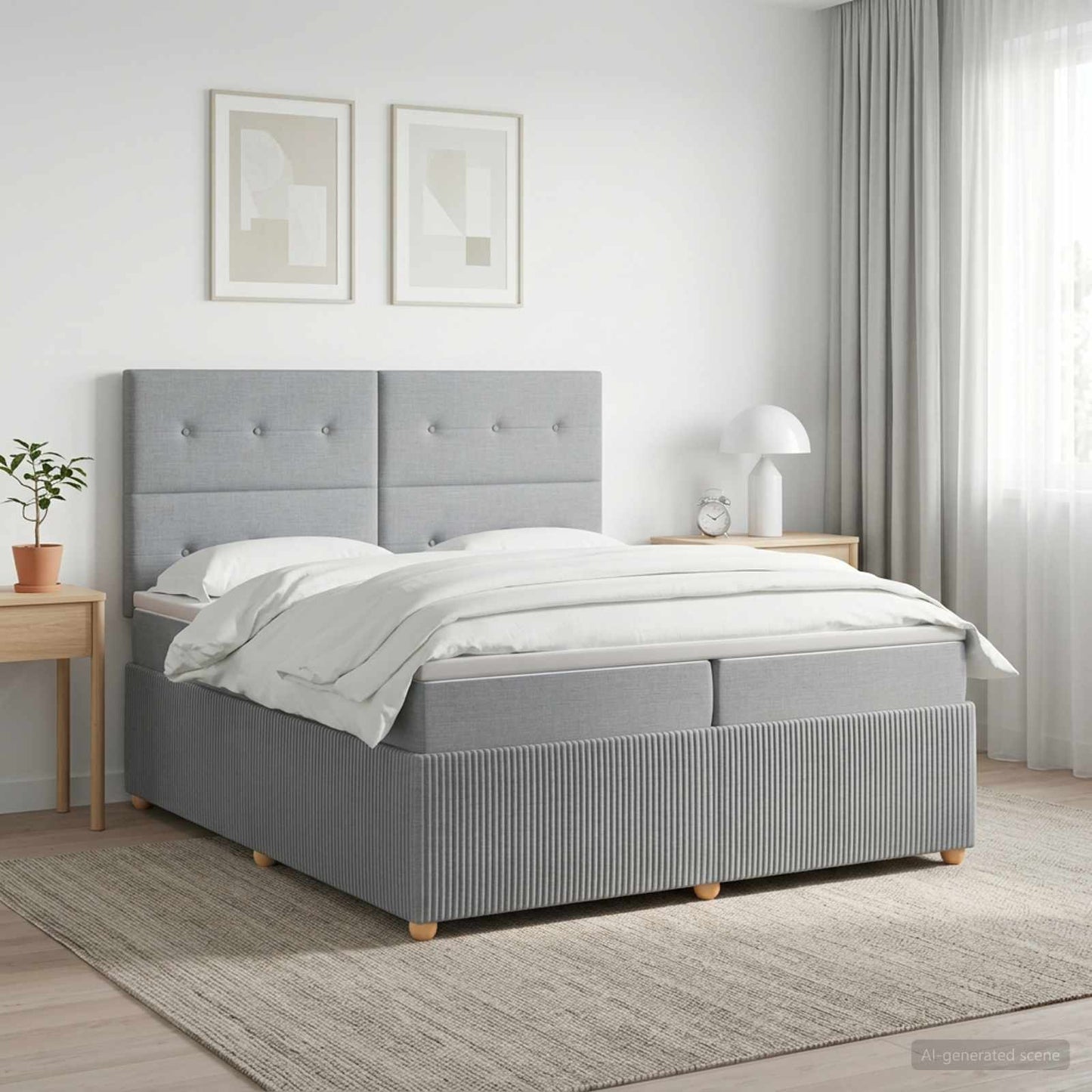vidaXL Κρεβάτι box spring με στρώμα Ανοιχτό γκρι 200 x 200 cm Ύφασμα