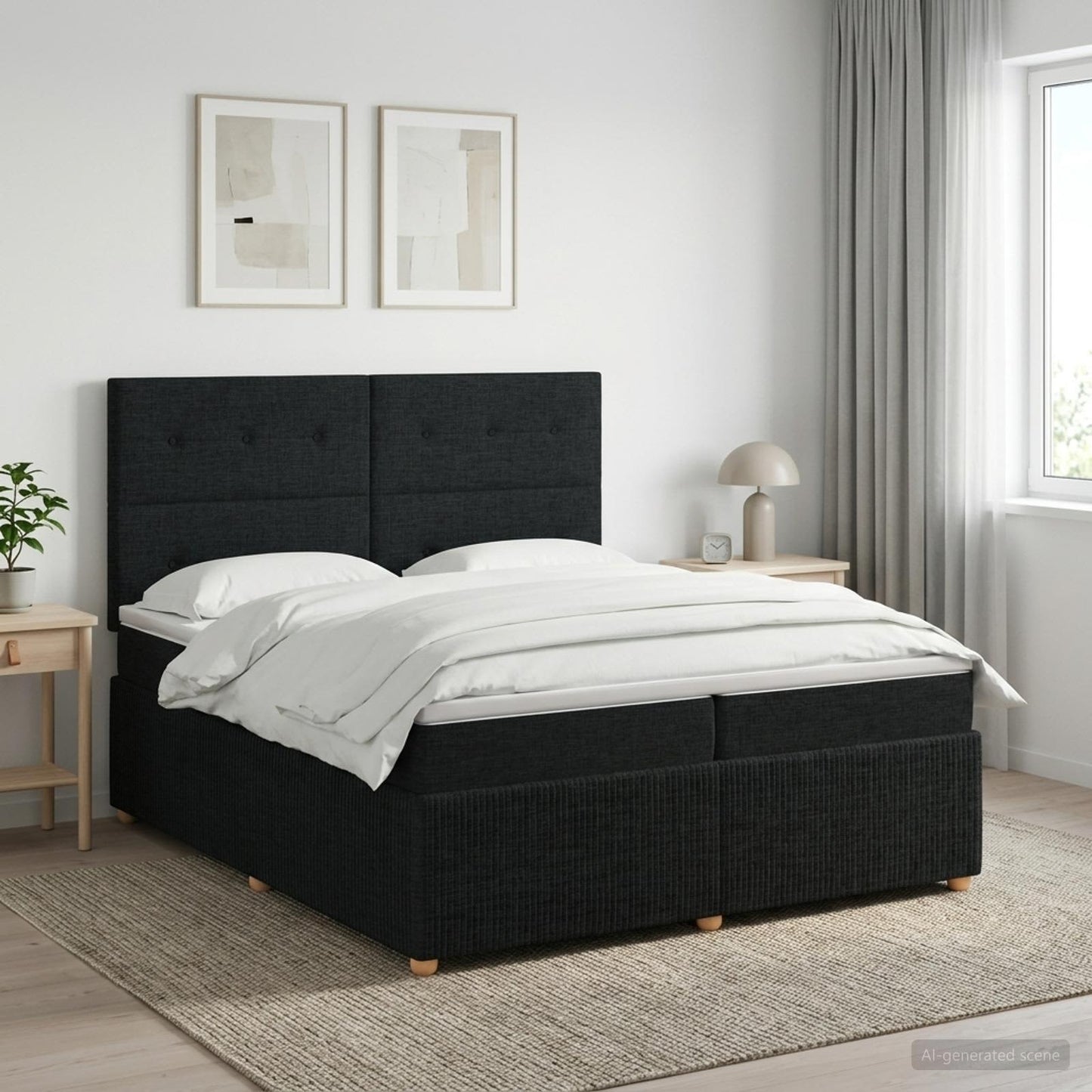 vidaXL Κρεβάτι box spring με στρώμα Μαύρο 200 x 200 cm Ύφασμα