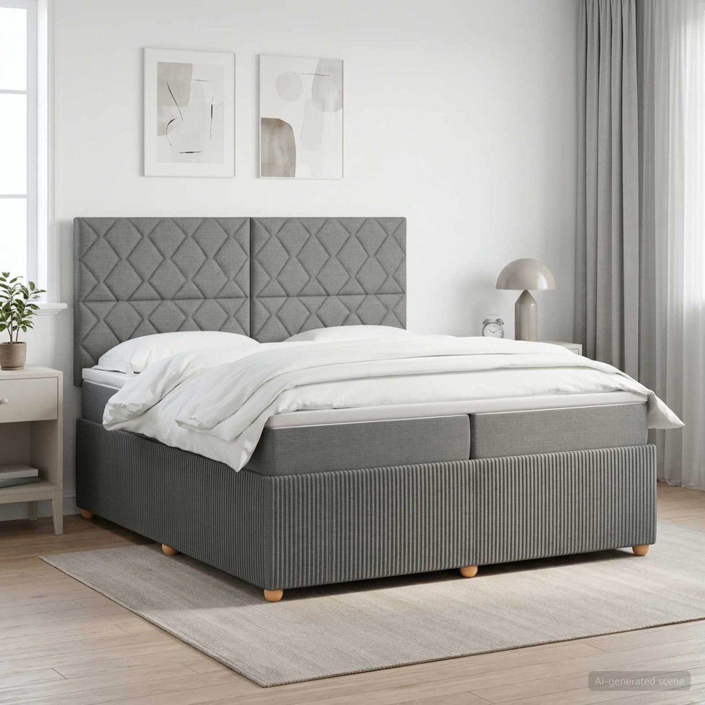 vidaXL Κρεβάτι box spring με στρώμα Σκούρο Γκρι 200 x 200 cm Ύφασμα