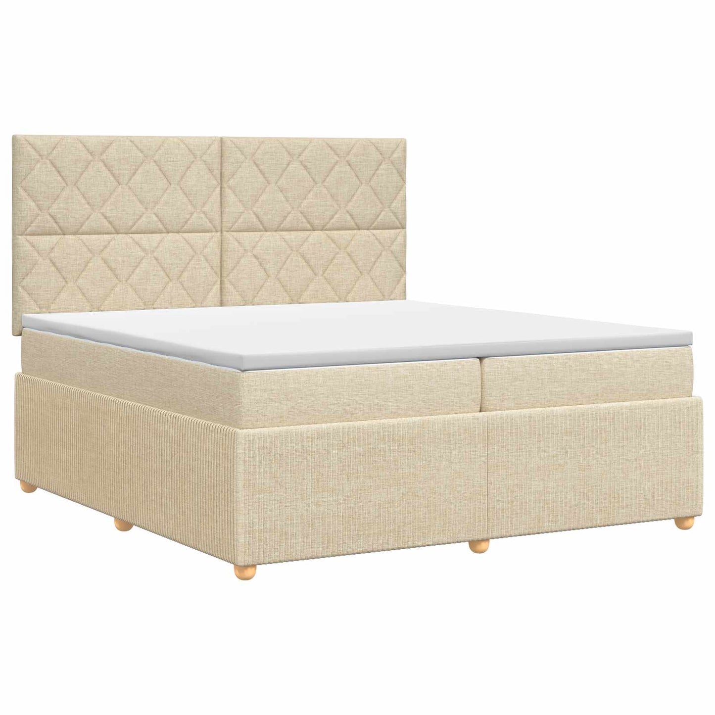vidaXL Κρεβάτι box spring με στρώμα Κρεμ 200 x 200 cm Ύφασμα