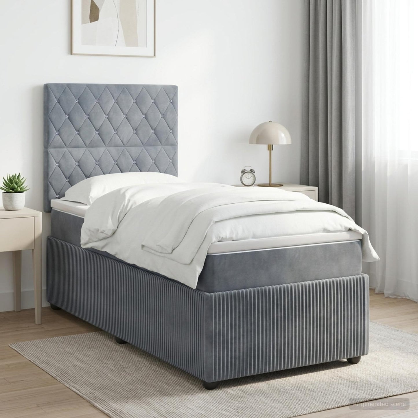 vidaXL Κρεβάτι box spring με στρώμα Σκούρο Γκρι 100 x 200 cm Βελούδο