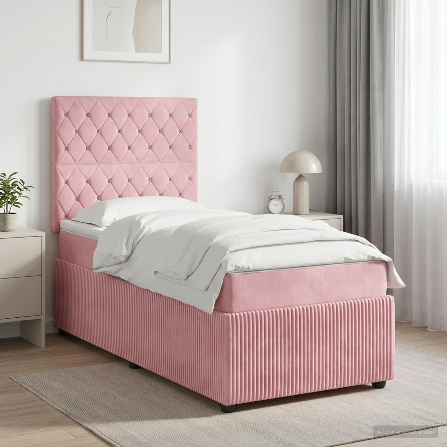 vidaXL Κρεβάτι box spring με στρώμα Ροζ 80 x 200 cm Βελούδο